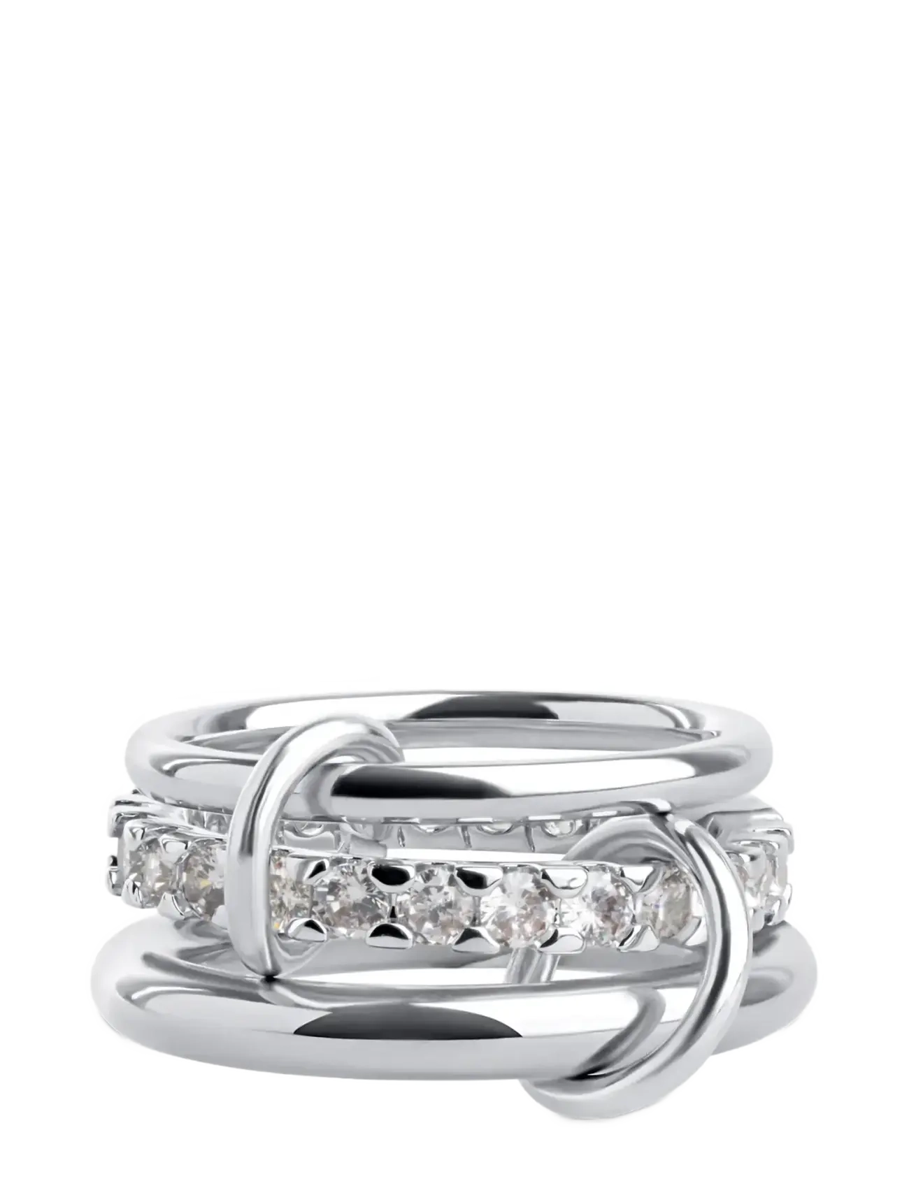 Timi of Sweden Ethel - Stacked Ring Crystal Stainless Steel - Ringe - SILVER / silver