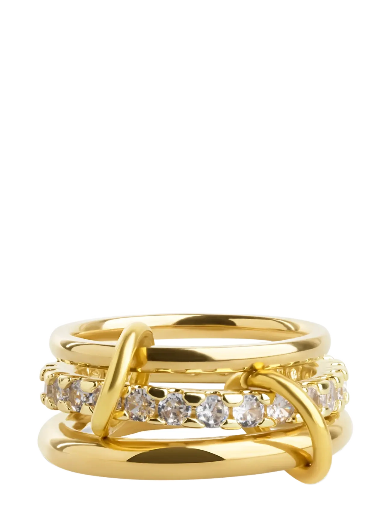 Timi of Sweden Ethel - Stacked Ring Crystal Stainless Steel - Accessoarer - GOLD / gold