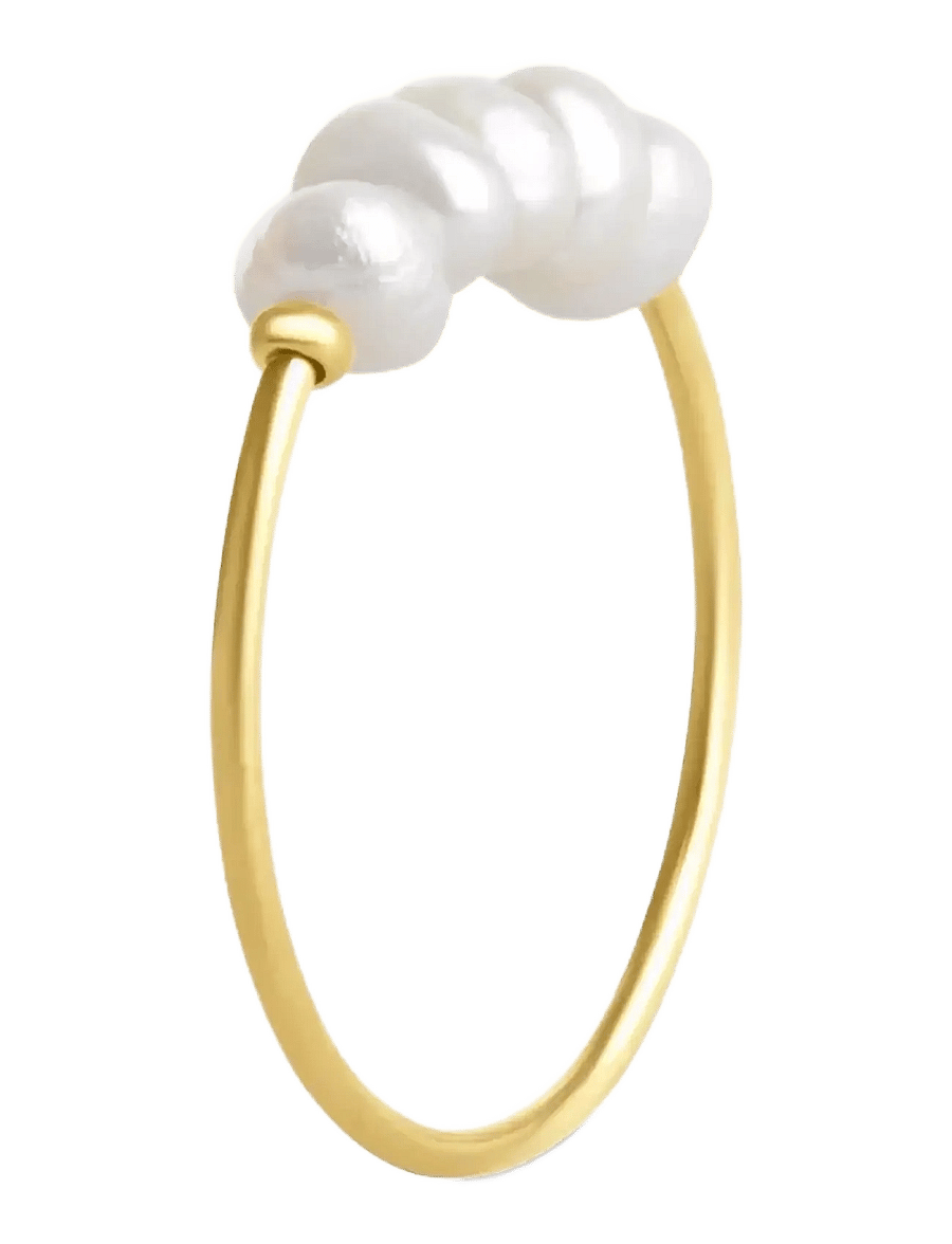 Timi of Sweden - Loanna - Delicate Pearl Ring Stainless Steel - ringe - gold - 2