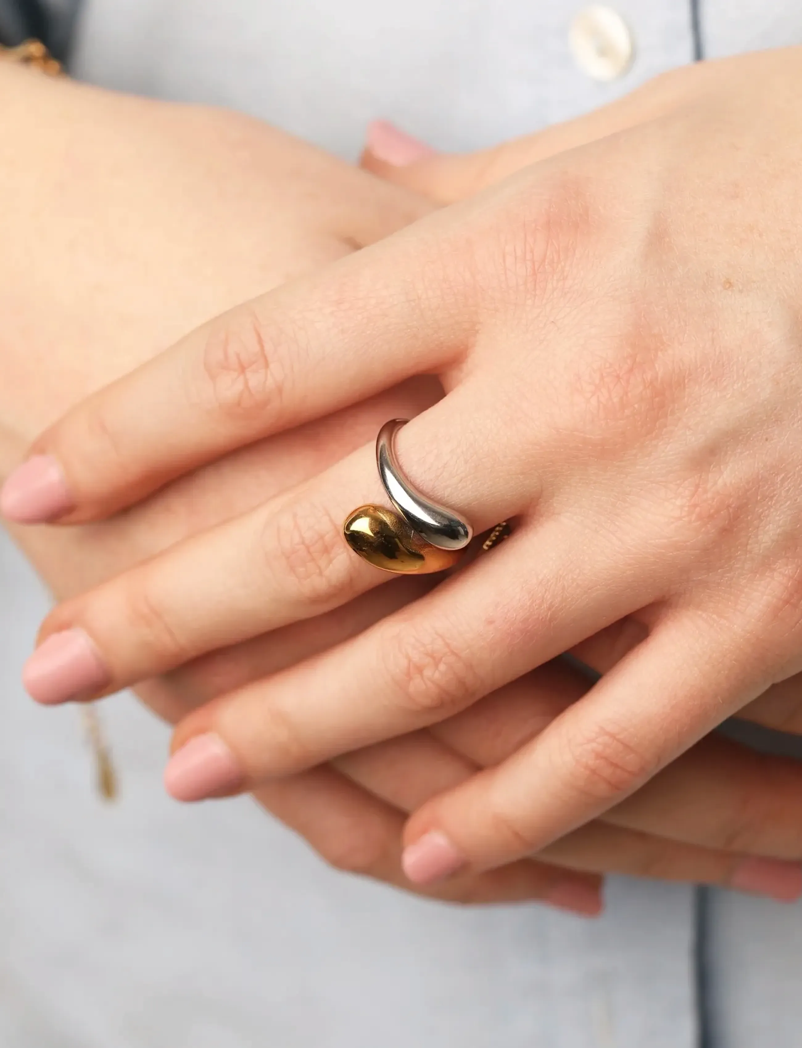 Timi of Sweden Ava Mixed Metal Ring Stainless Steel, 53, Jewellery, Silber - Rings, Frauen