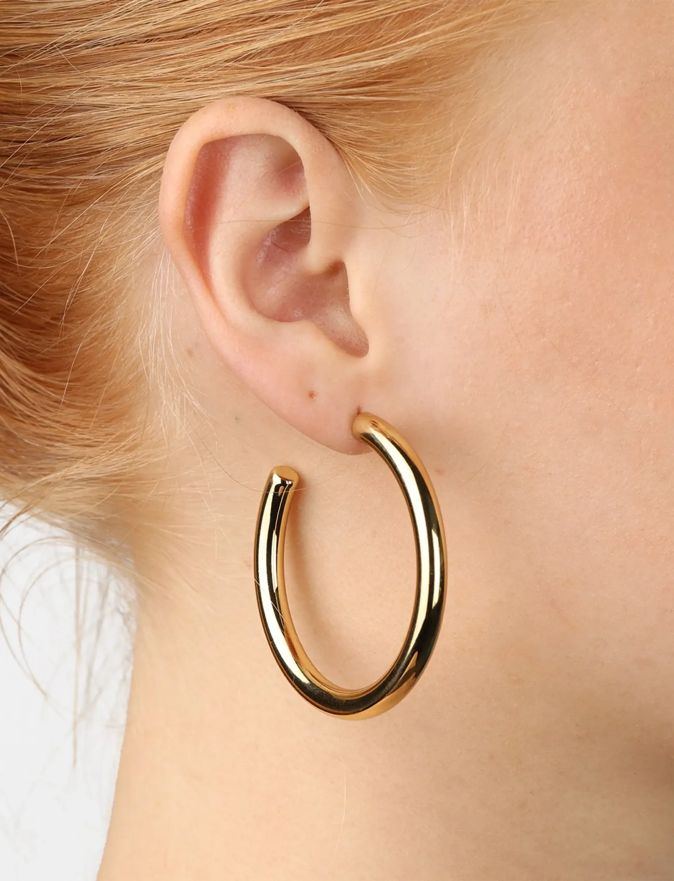 Timi of Sweden Stine Hoop Stud Earrings Stainless Steel, Damen, Creolen Ohrstecker, Gold, Gr.ONE SIZE