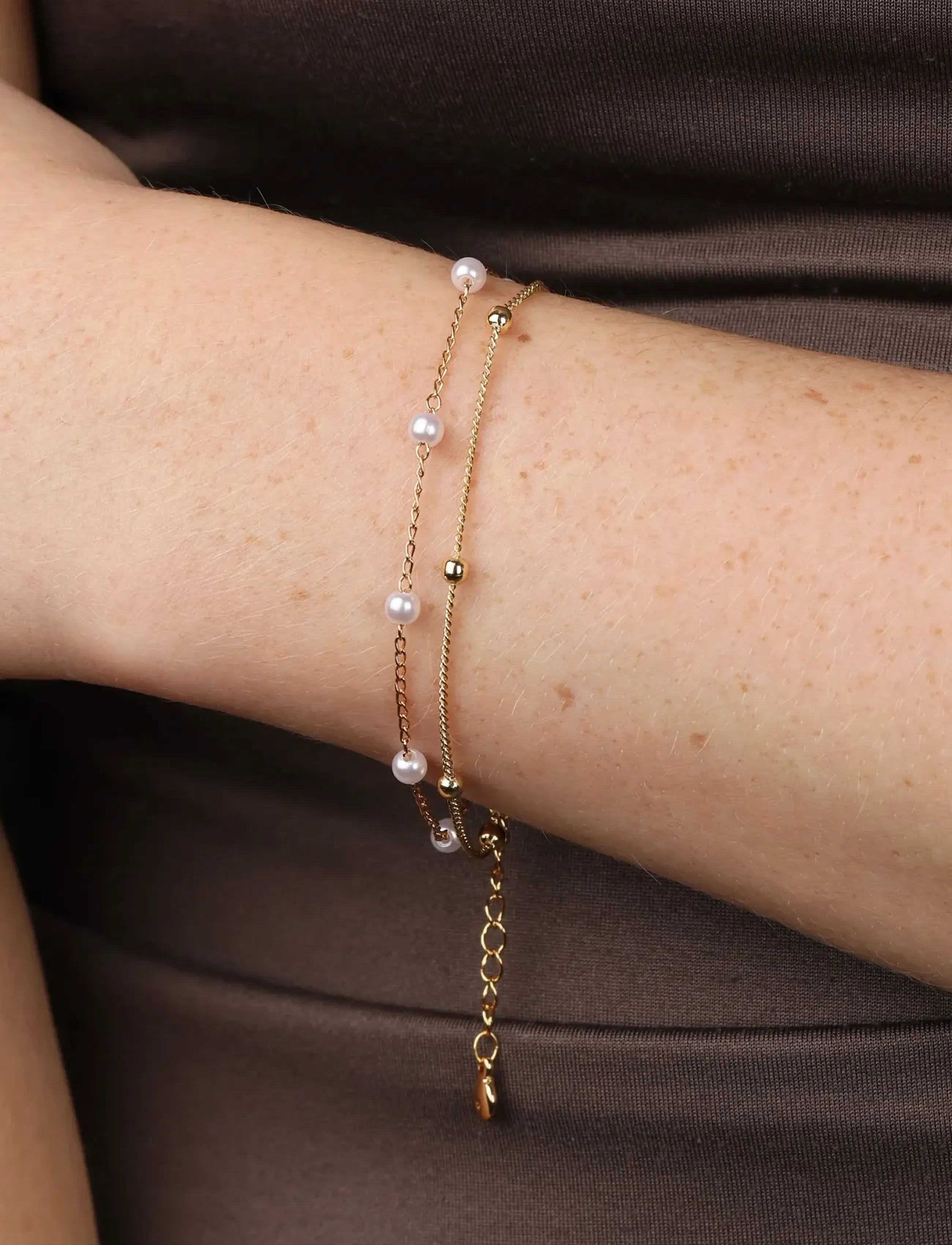 Timi of Sweden Lo - Layered Chain Bracelet Stainless Steel, One Size 17 cm, Gold, Armbånd > Kædearmbånd, Dame
