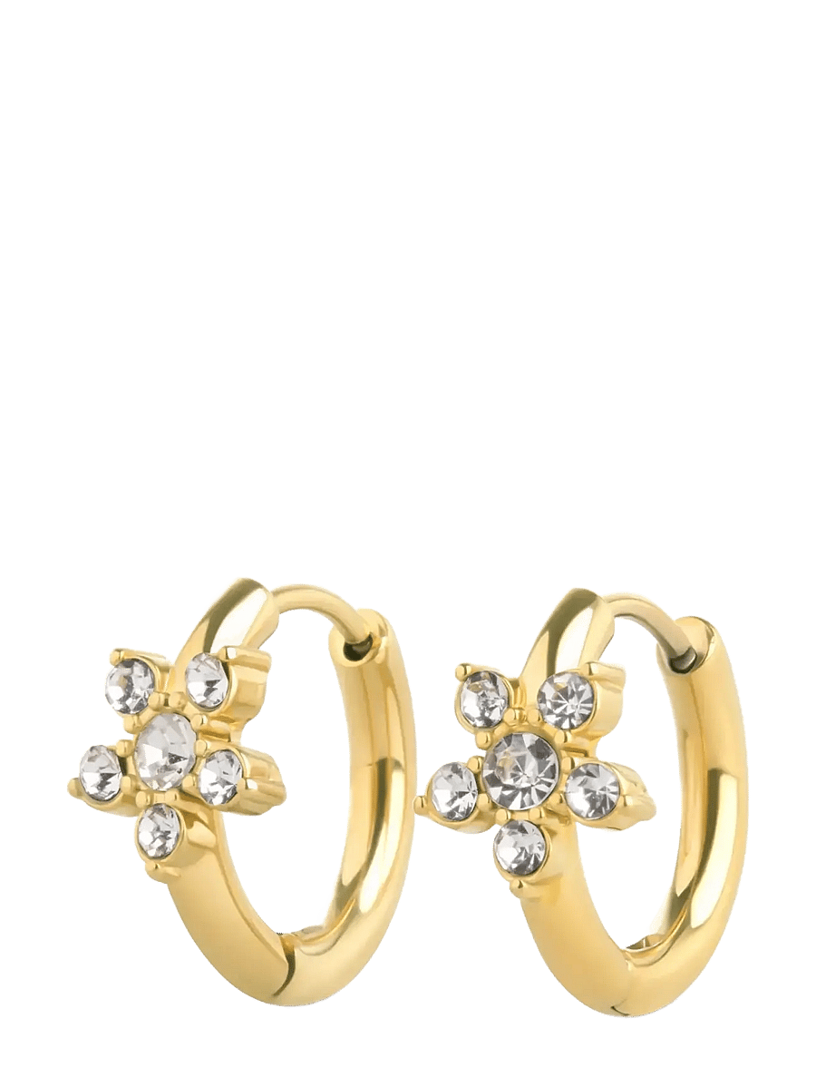 Timi of Sweden - Helia - Crystal Hoop Earrings Stainless Steel - rõngad - gold - 1