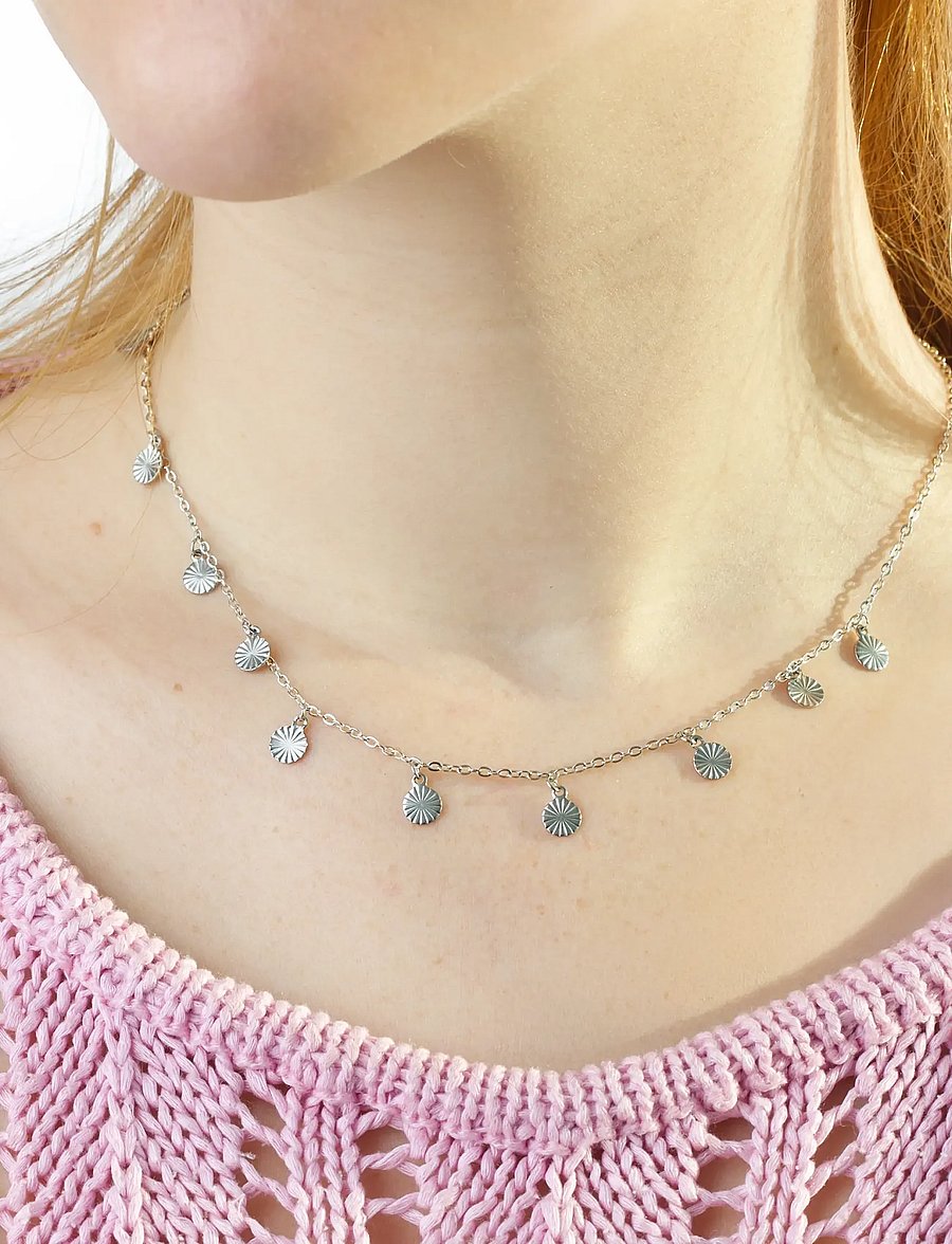 Timi of Sweden - Liv - Coin Charm Necklace Stainless Steel - kaelaketid - silver - 0