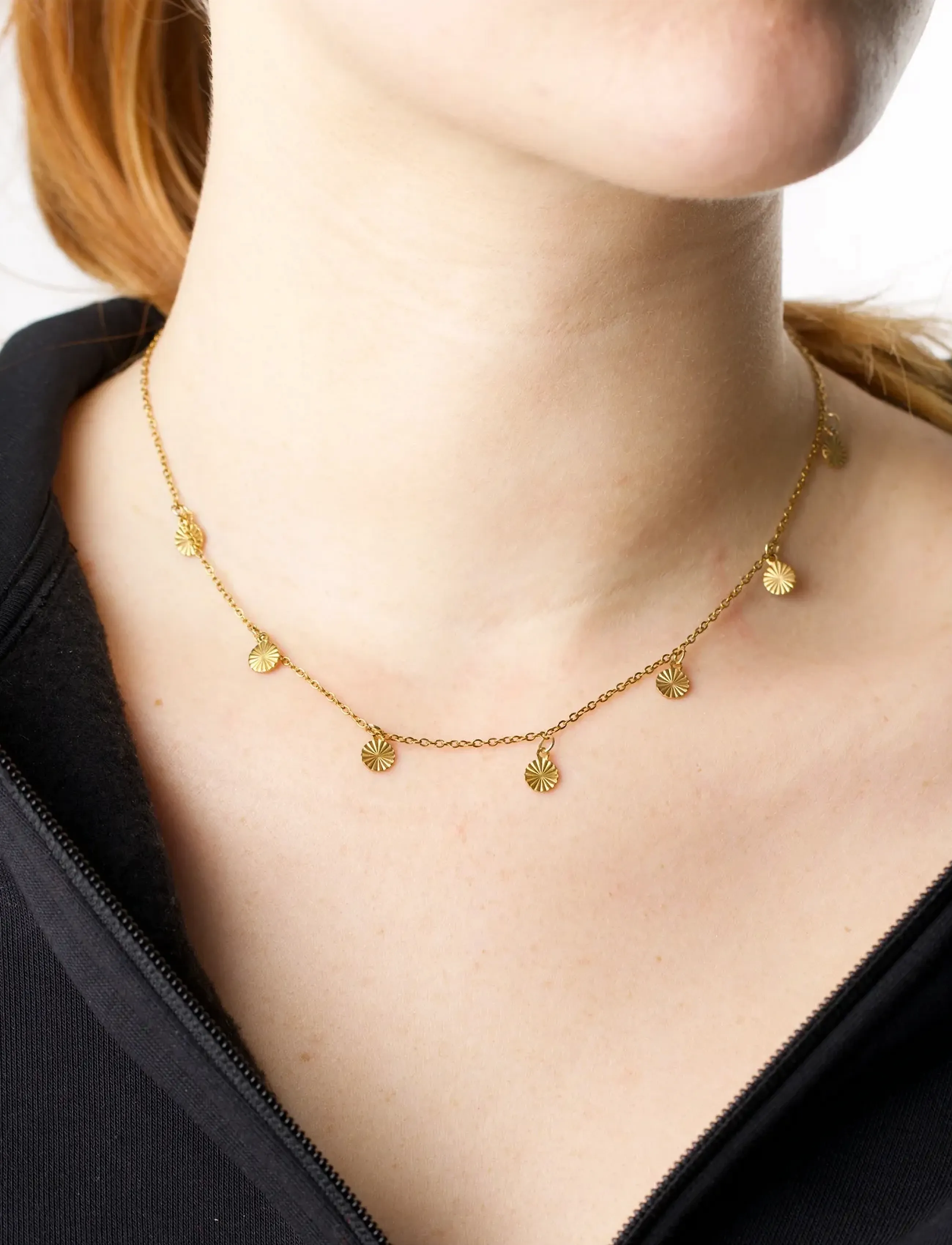 Timi of Sweden Liv Coin Charm Necklace Stainless Steel, One Size 40 cm, Necklaces, Gold - Chain Frauen
