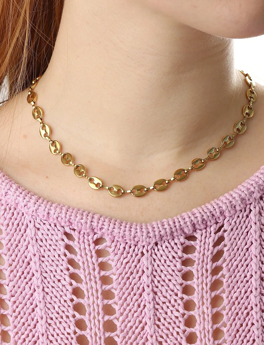 Timi of Sweden - Amie - Link Chain Necklace Stainless Steel - chain necklaces - gold - 0