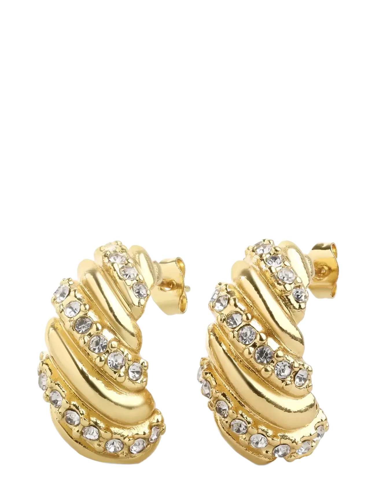 Timi of Sweden Coco - Croissant Crystal Stud Earrings Stainless S - Accessoires - GOLD / gold