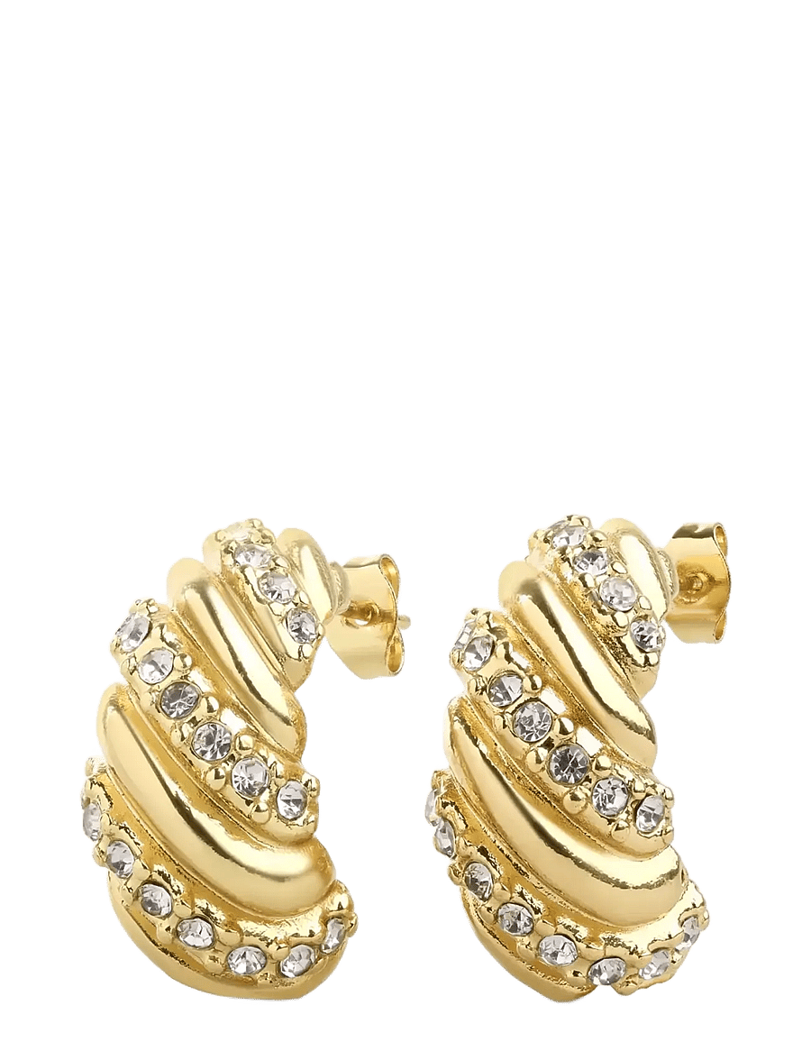 Timi of Sweden - Coco - Croissant Crystal Stud Earrings Stainless S - ohrstecker - gold - 0