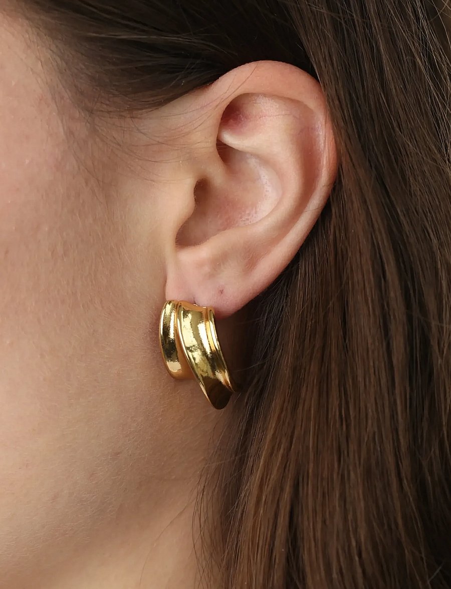Timi of Sweden - Tay - Structure Stud Earrings Stainless Steel - gold - 2