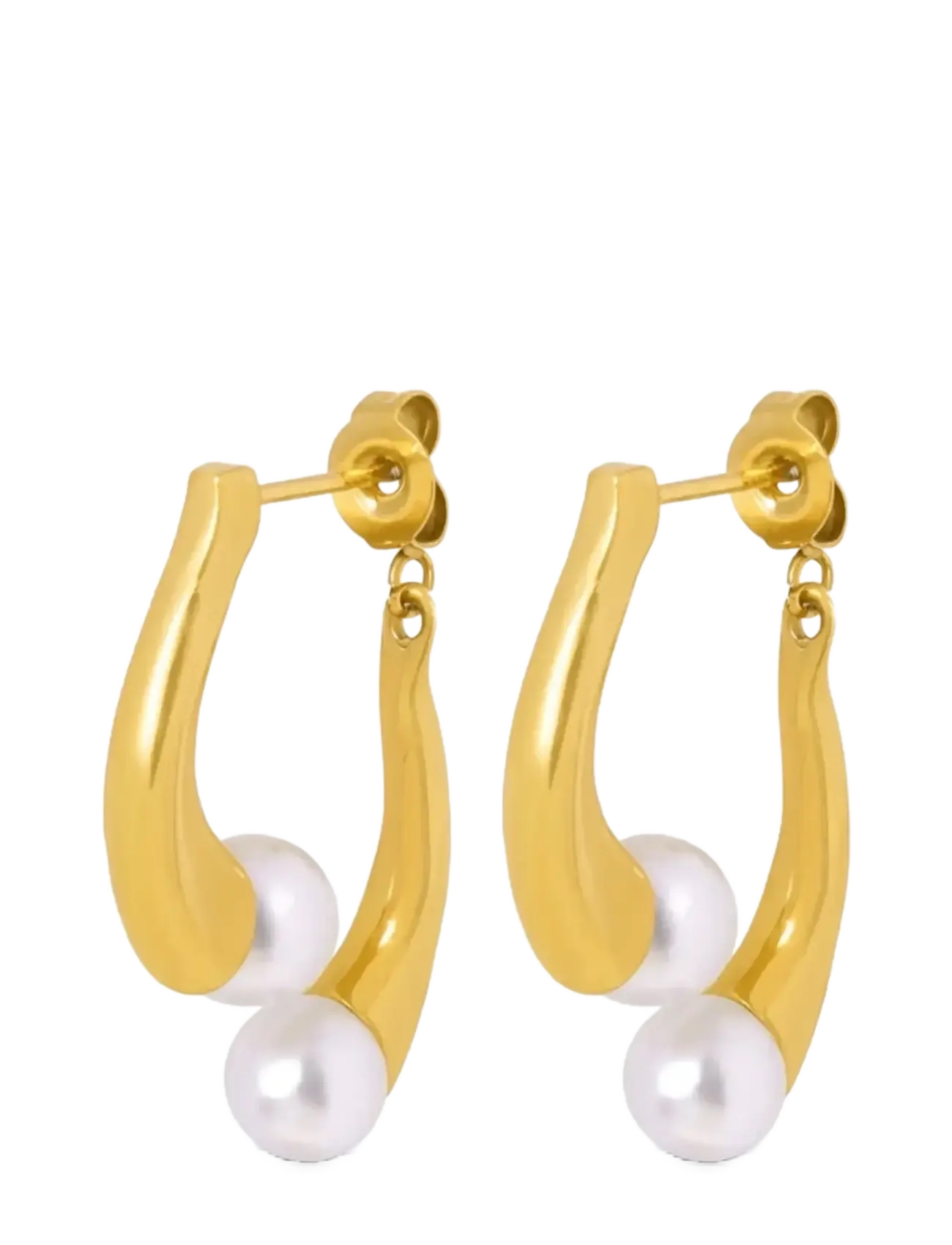 Timi of Sweden Abla - Pearl Stud Earrings Stainless Steel - Aksessuaarid - GOLD / gold