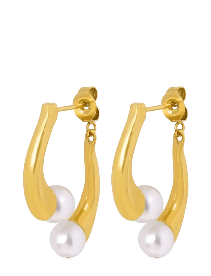 Timi of Sweden - Abla - Pearl Stud Earrings Stainless Steel - pärlitega kõrvarõngad - gold - 1