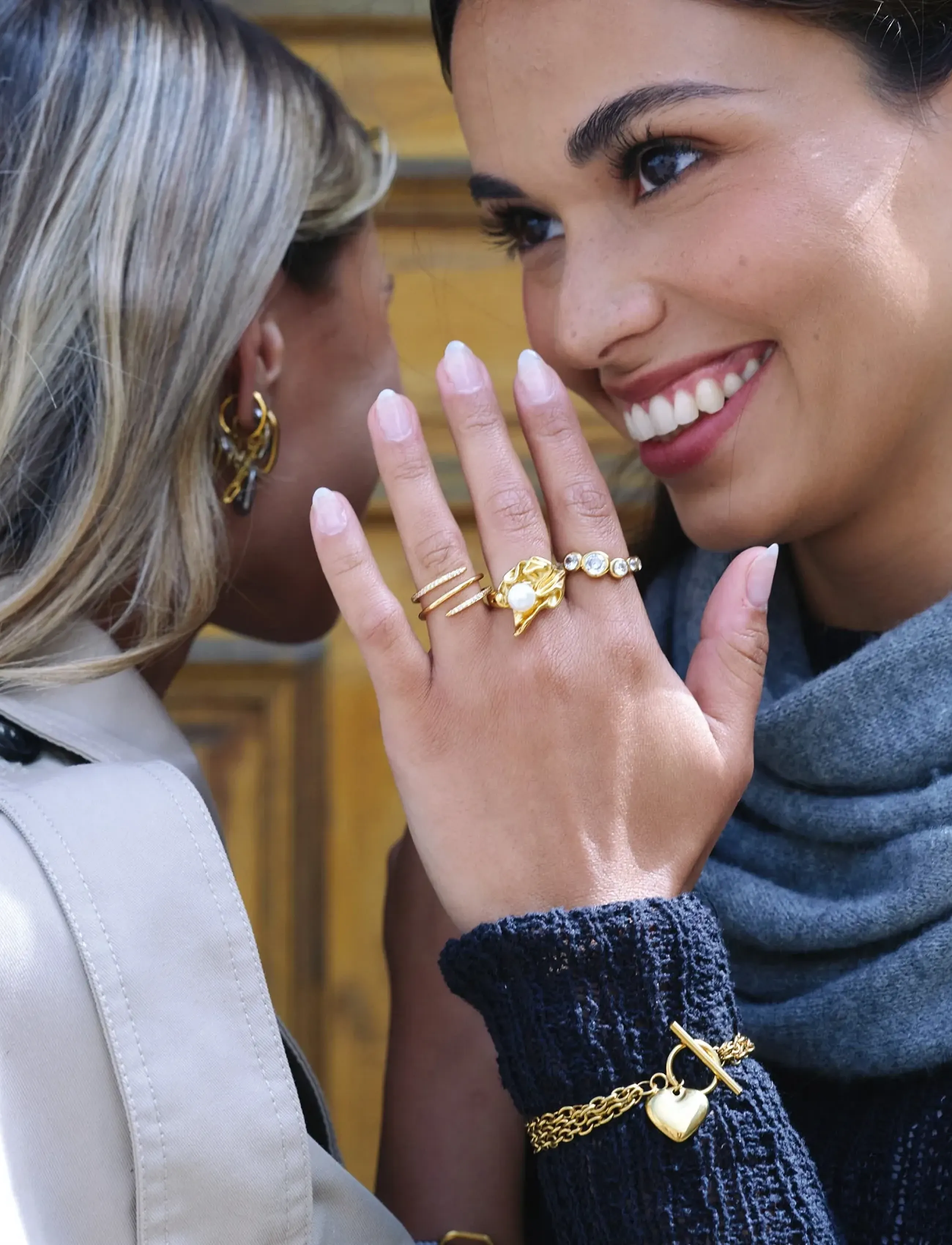 Timi of Sweden Lex Molten Pearl Ring Stainless Steel, Damen, Geschmolzener Perlenring, Gold, Gr.ONE SIZE