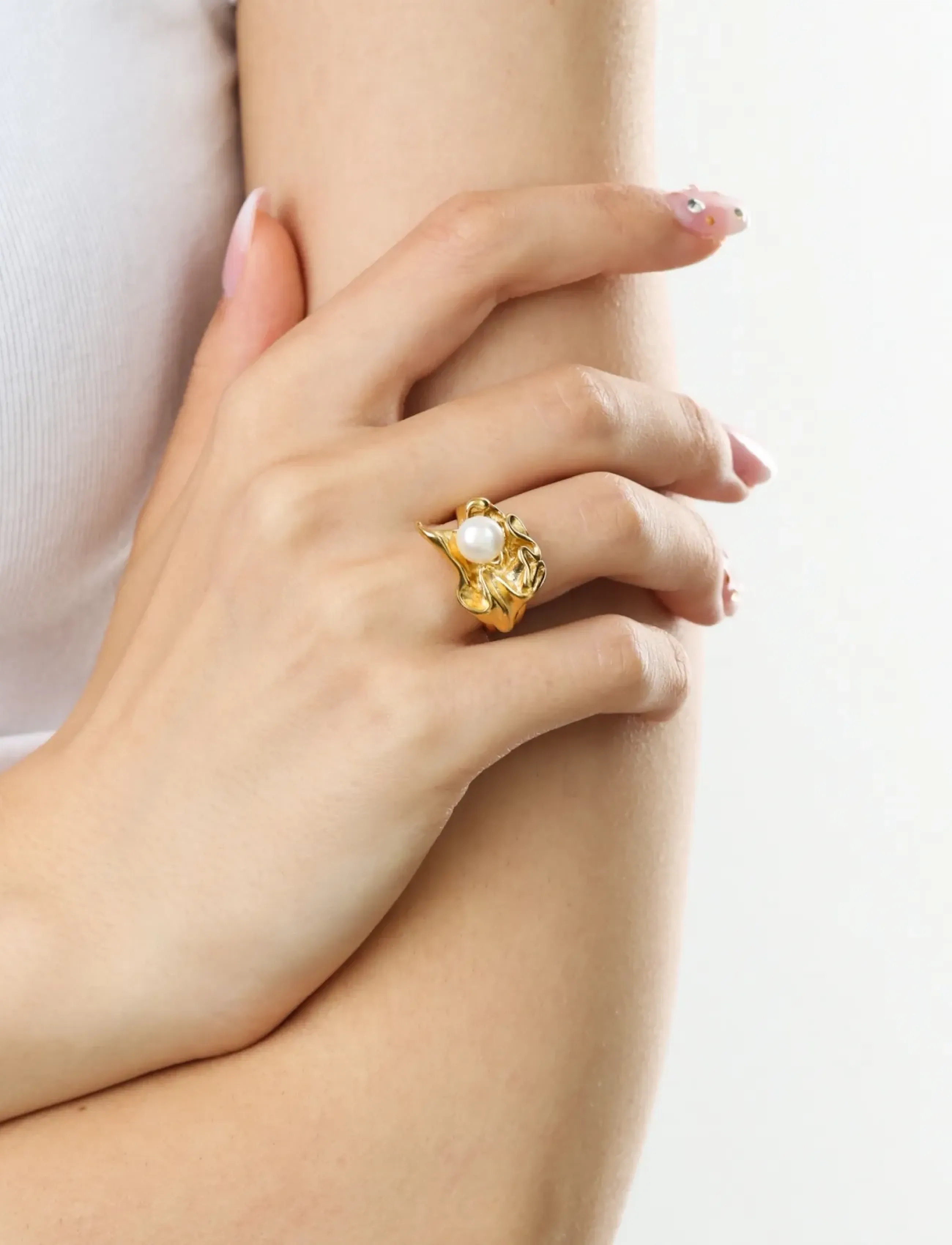 Timi of Sweden - Lex - Molten Pearl Ring Stainless Steel - ringe - gold - 3