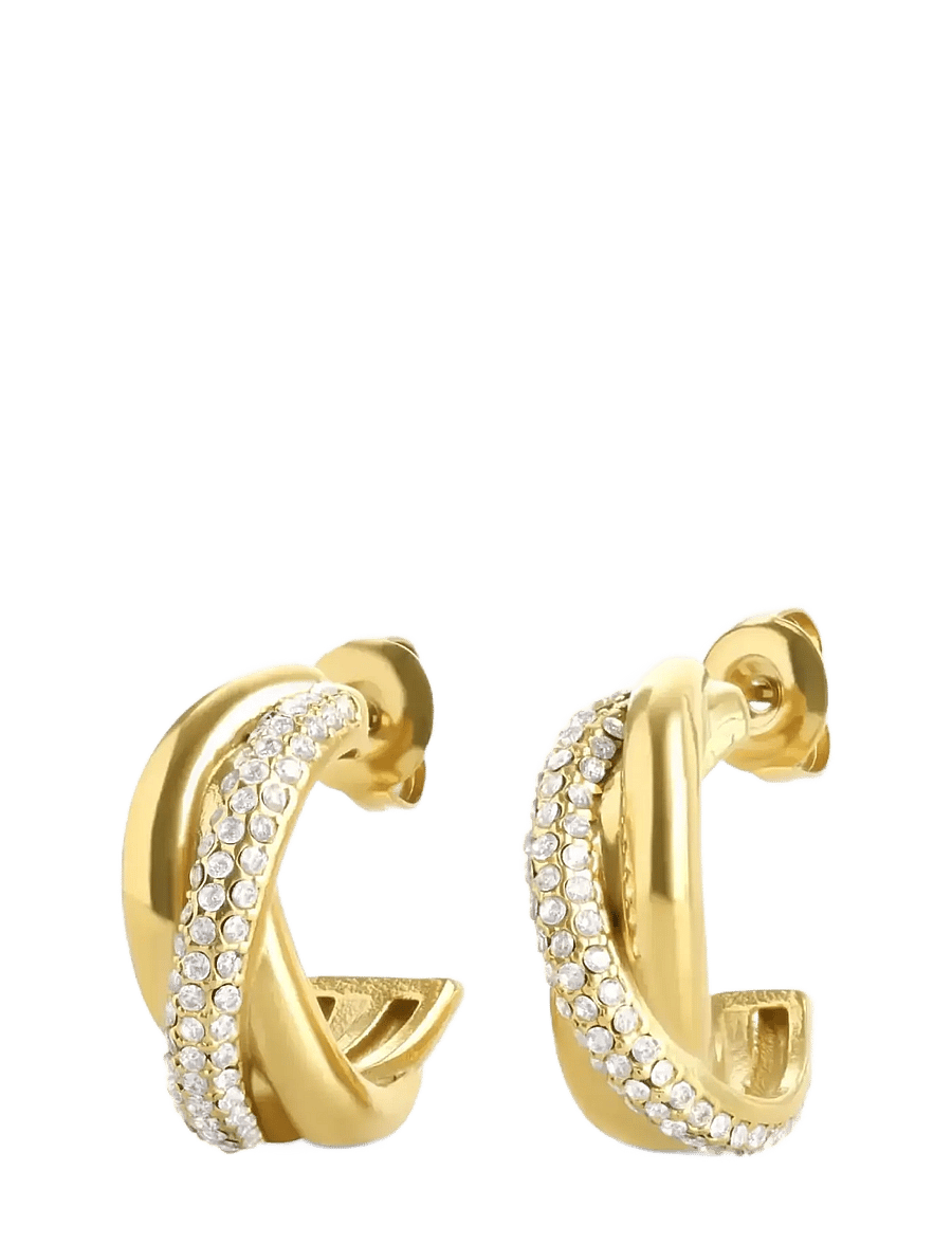 Timi of Sweden - Boa - Twisted Crystal Earrings Stainless Steel - gold - 0