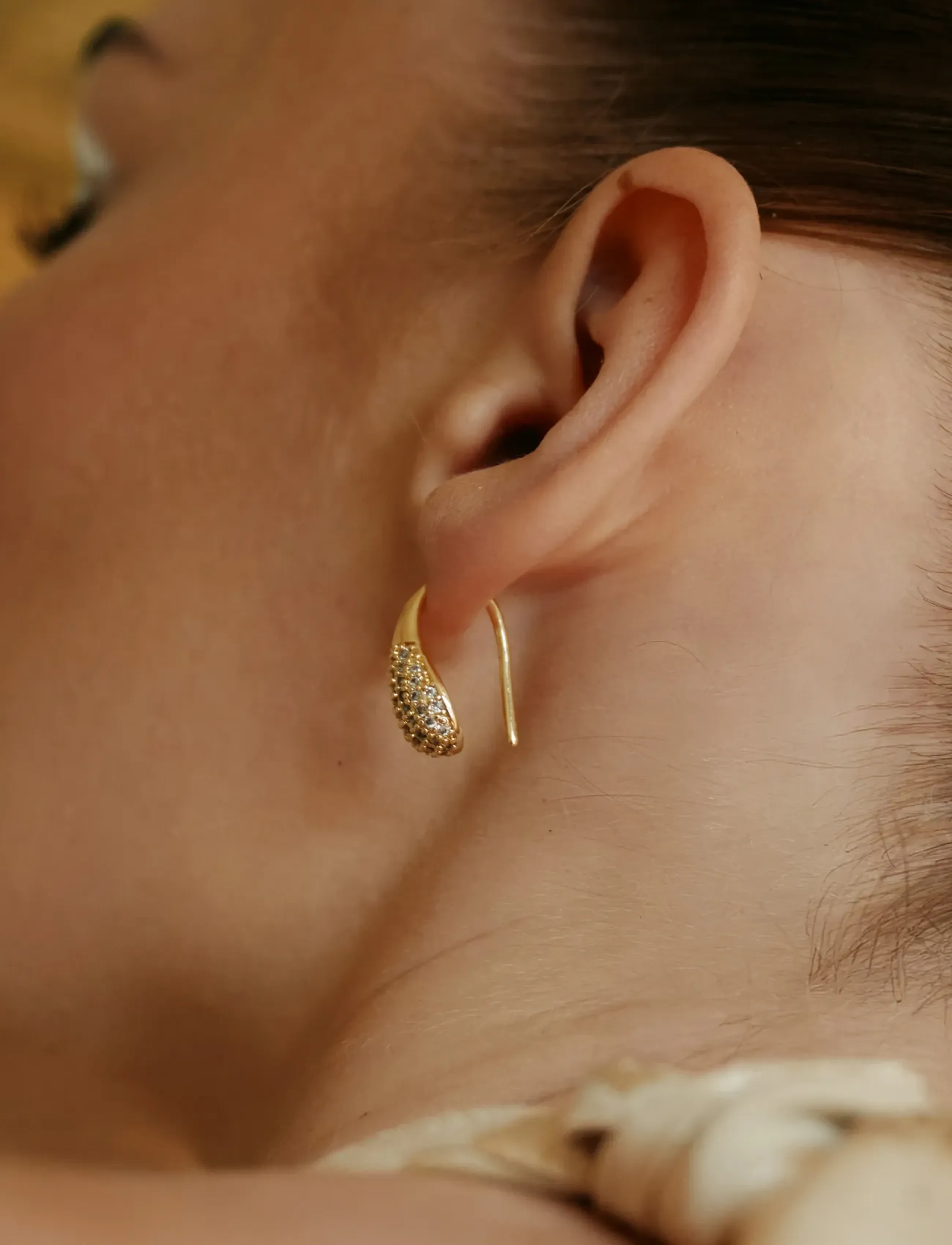 Timi of Sweden - Synne - Pavé Teardrop Earrings - pendant earrings - gold - 0