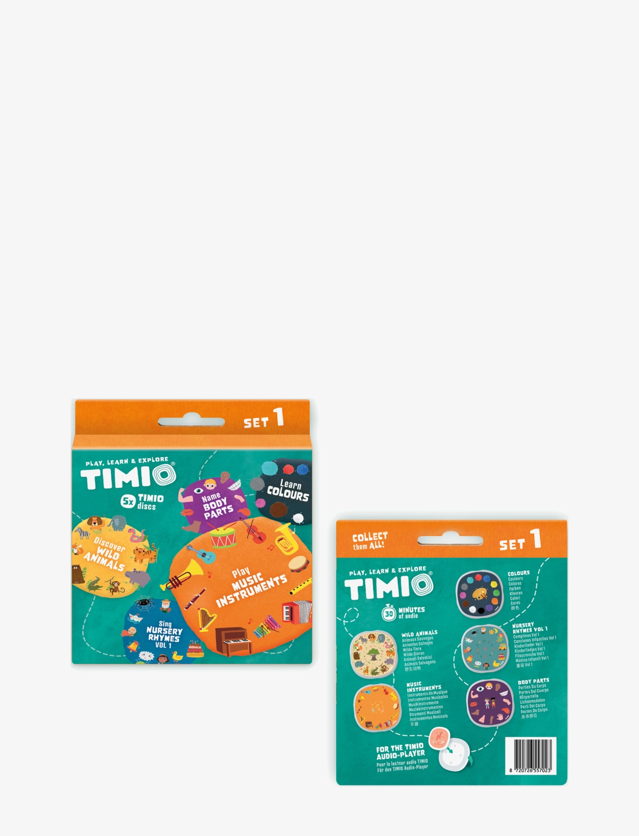 Timio Disc Set 1 Wild Animals, Nursery Rhymes, Colours, Musical And Body Parts, Børn, Active Spil, Multi/mønstret, Str: ONE SIZE