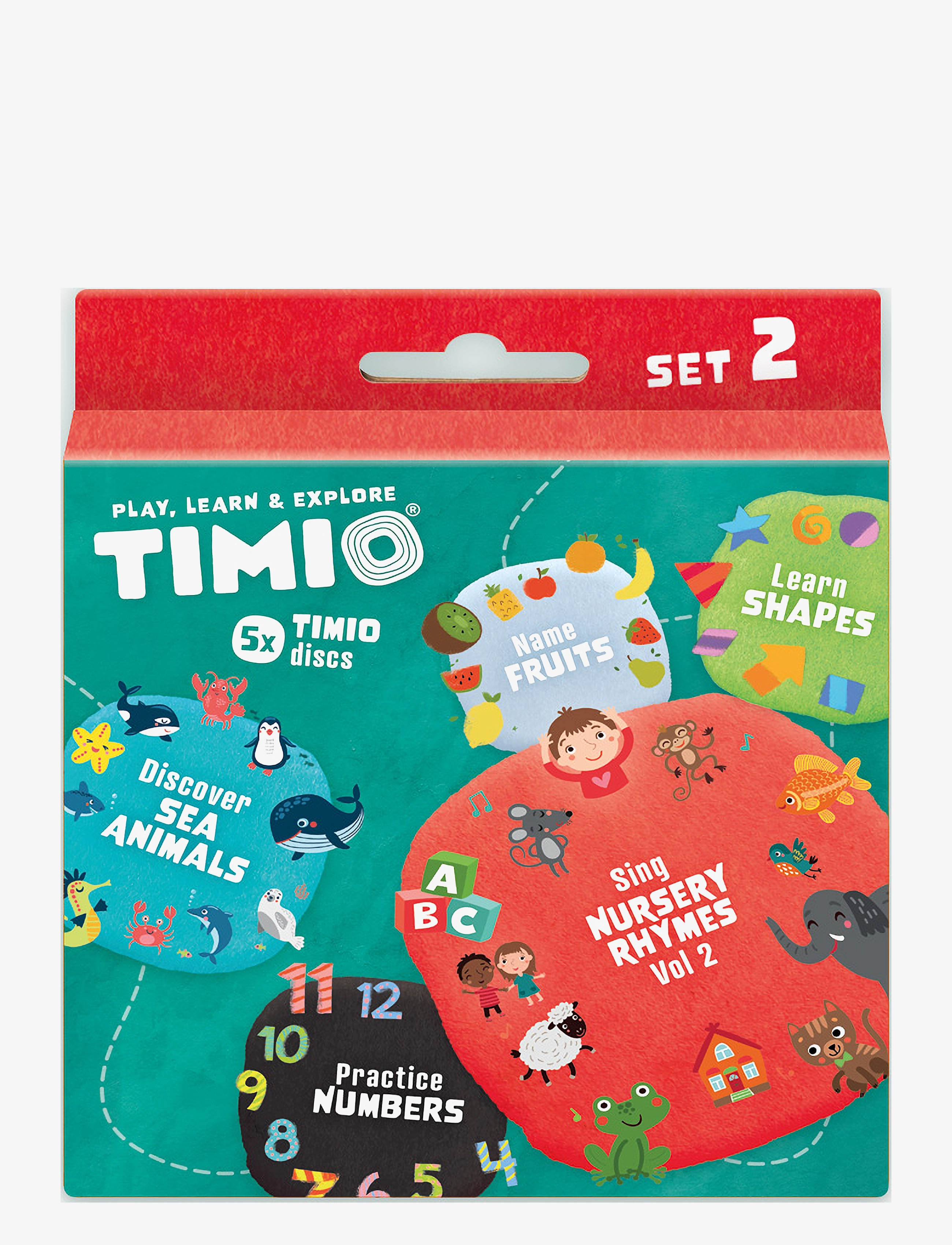 Timio Disc Set 2 Numbers, Nursery Rhymes, Sea Animals, Shapes And Fruits, Active Spil, Multi/mønstret, Str: ONE SIZE