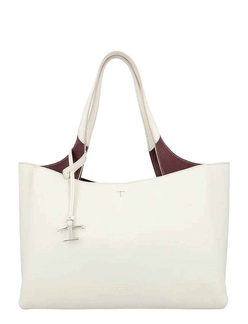 Tod's - T Timeless Medium Leather Tote Bag - tote bags - white - 0