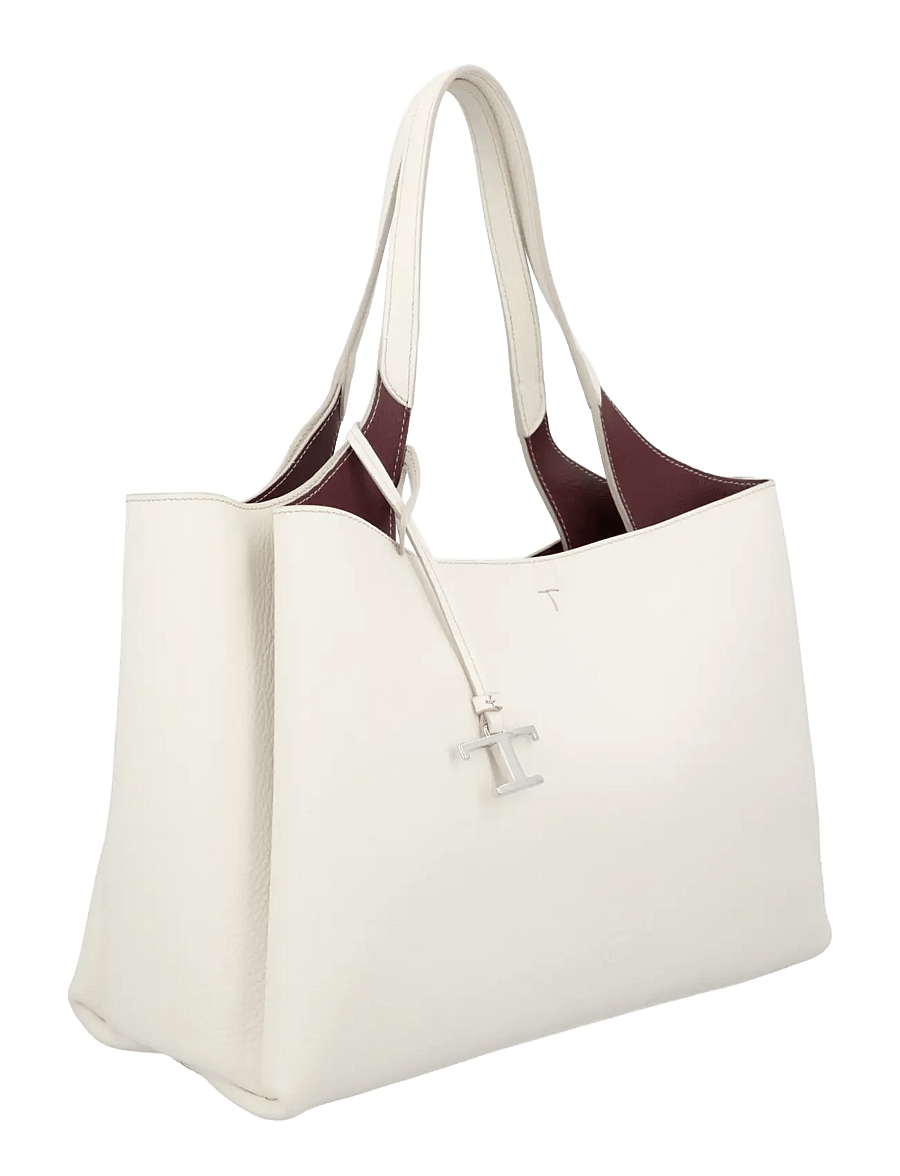 Tod's - T Timeless Medium Leather Tote Bag - tote bags - white - 1