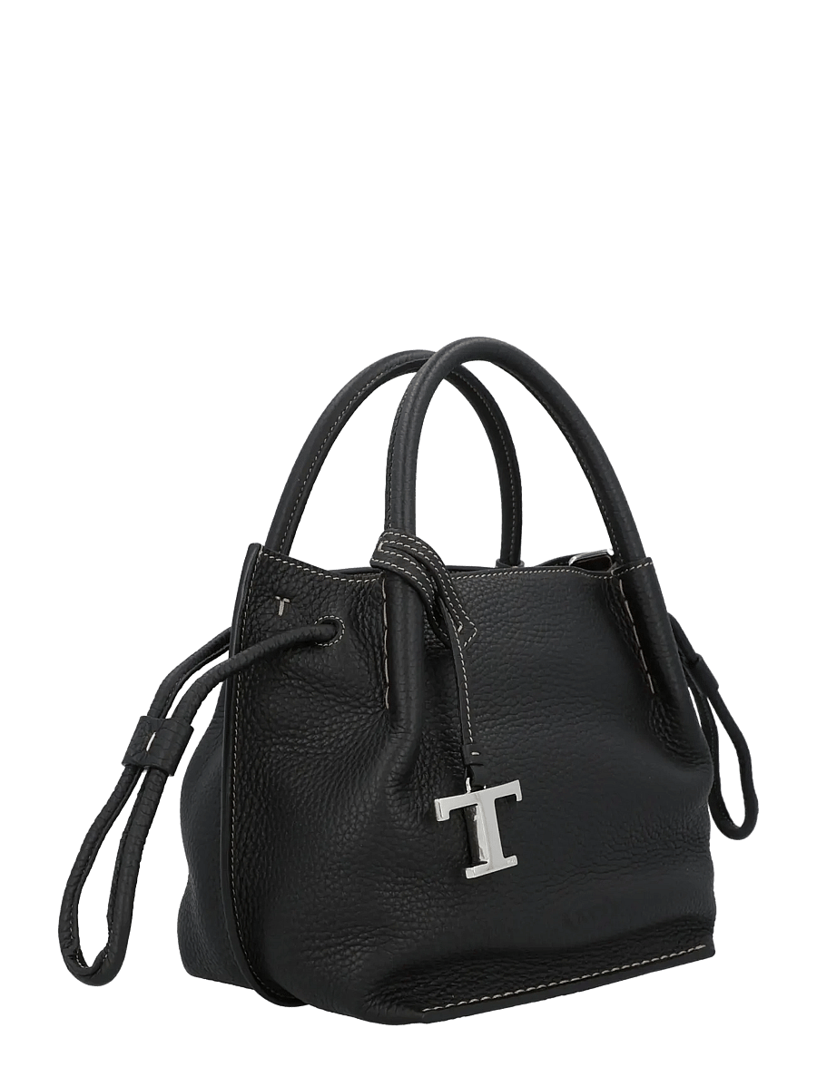 Tod's - Leather Small Buz Bucket Bag - bucket bags - black - 1