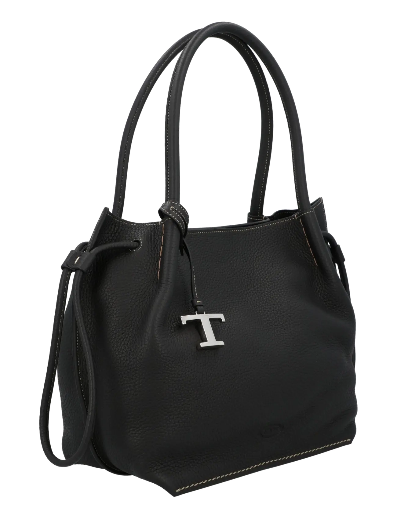 Tod's - Bucket Bag in Leather Medium - sutraukiamos rankinės - black - 1