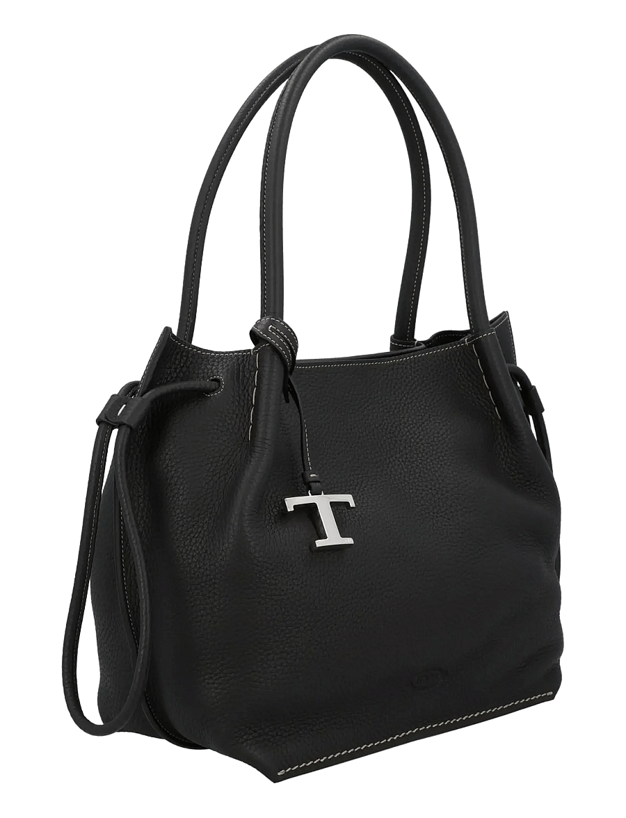 Tod's - Bucket Bag in Leather Medium - sutraukiamos rankinės - black - 1