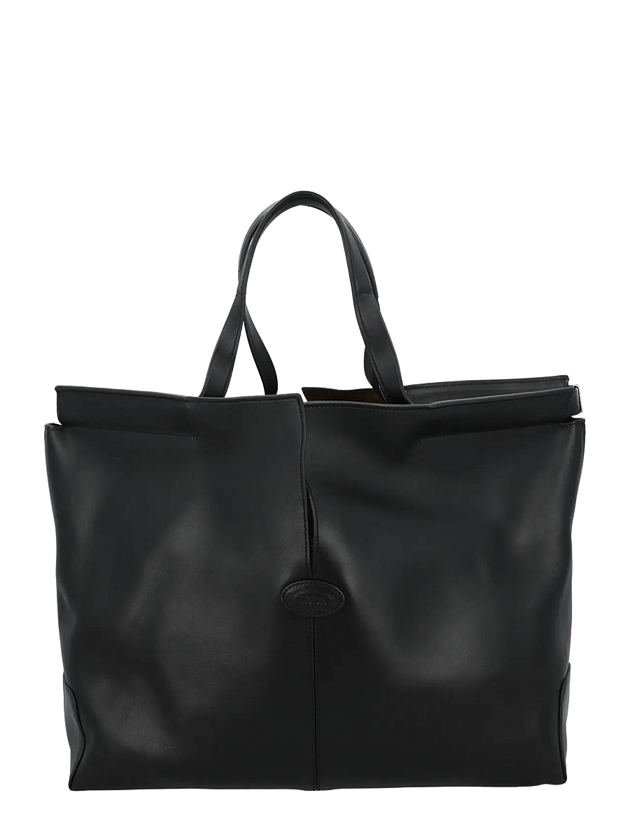 Tod's - Di Bag Folio in Leather Medium - tote bags - black - 0