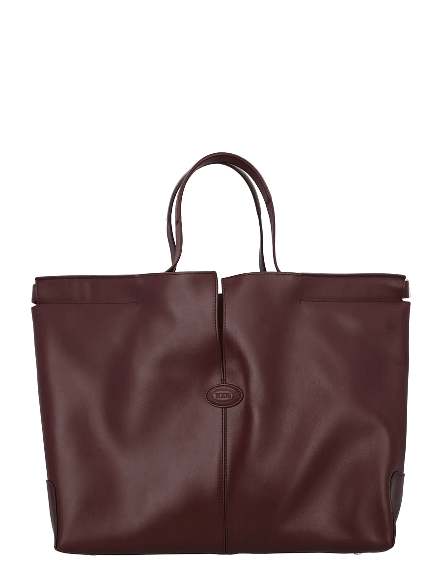 Tod's - Di Bag Folio in Leather Medium - tote bags - red - 0