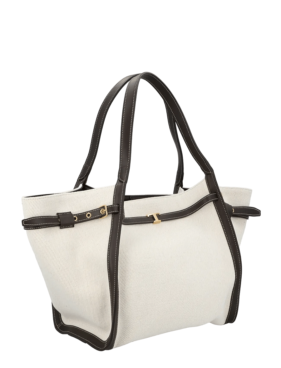 Tod's - Shopping Bag in Canvas and Leather Medium - shopper - white - 1