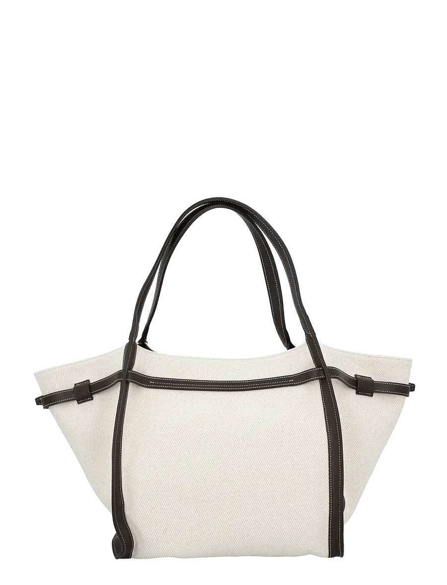 Tod's - Shopping Bag in Canvas and Leather Medium - shopper - white - 2