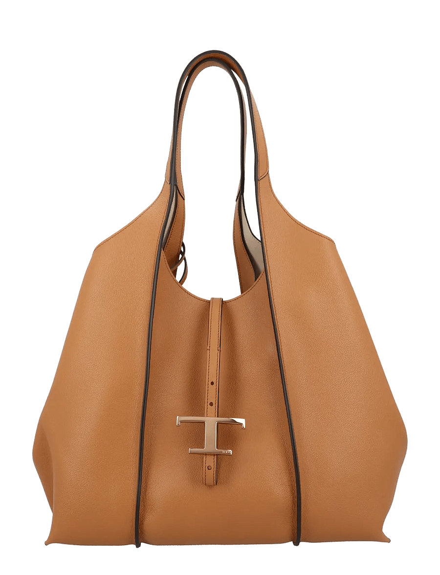 Tod's - T Timeless Shopping Bag in Leather Medium - shoppers - brown - 0