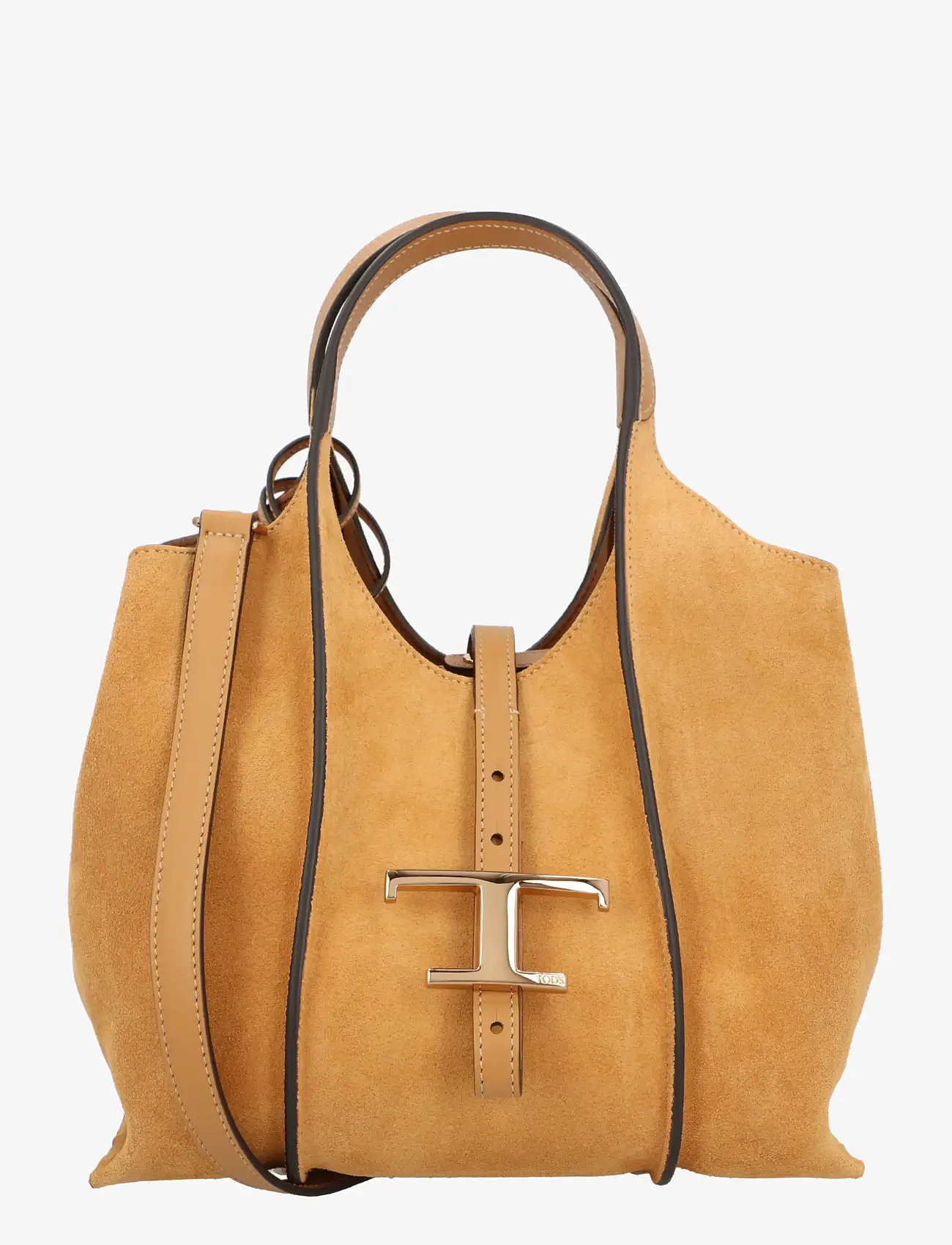 Tod's - Timeless suede-leather T-buckle shoulder bag - handbags - brown - 0