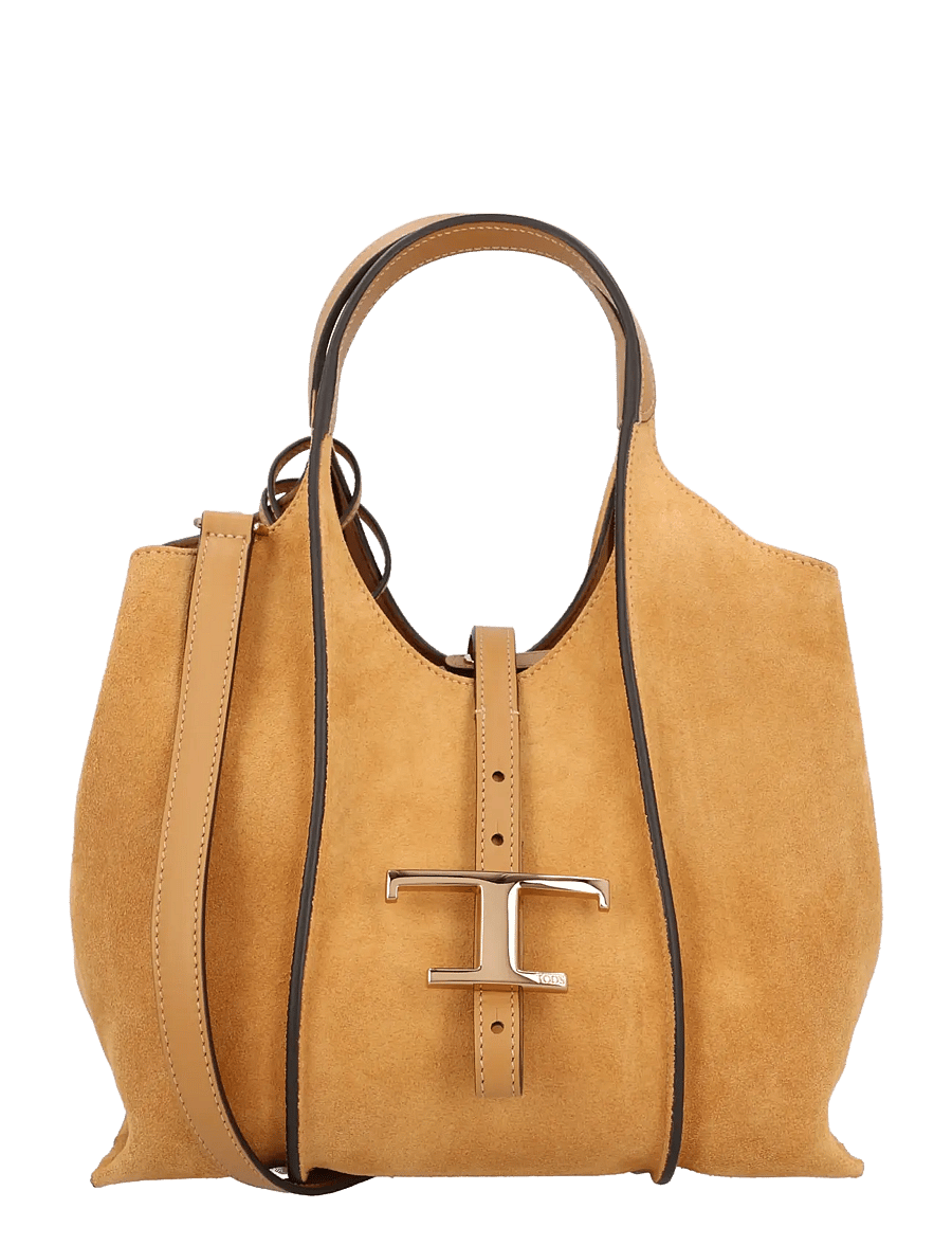 Tod's - Timeless suede-leather T-buckle shoulder bag - håndtasker - brown - 0