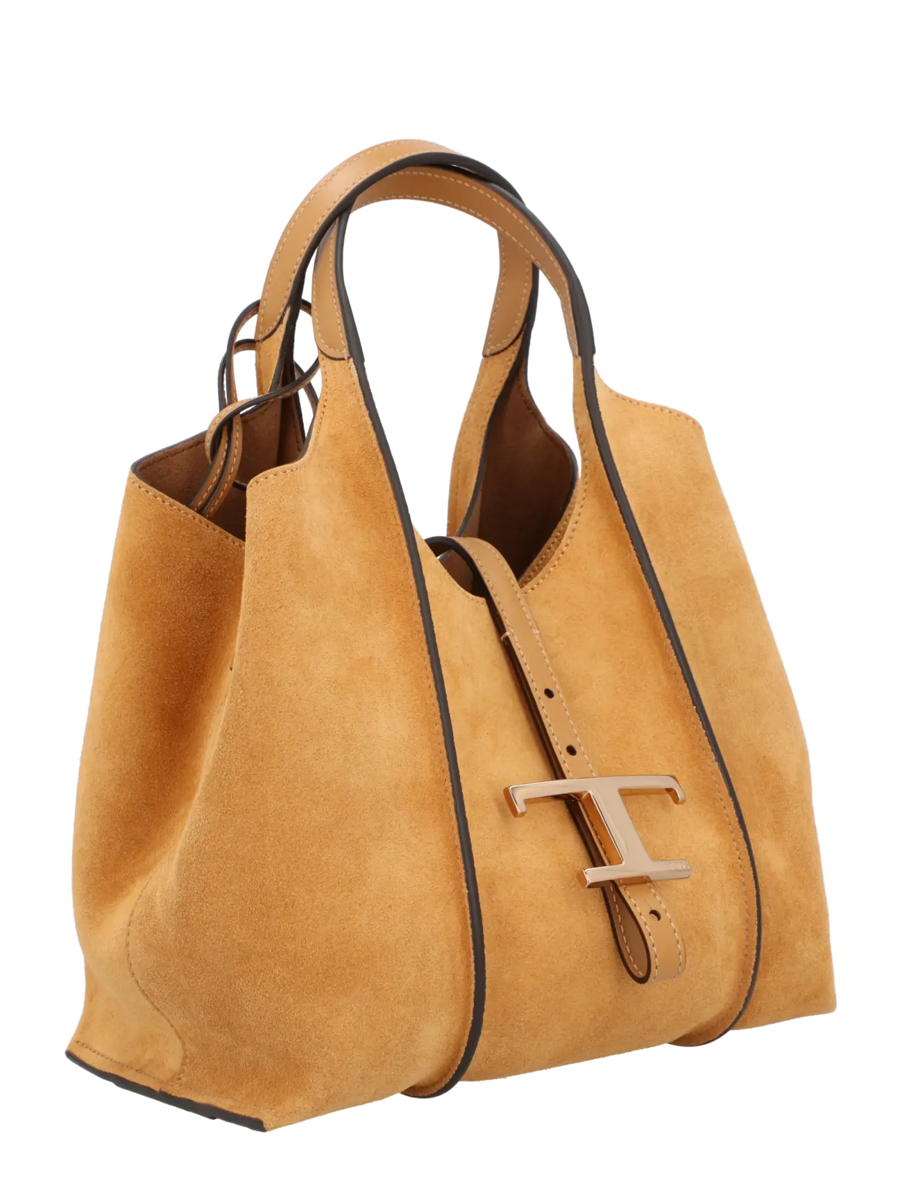Tod's - Timeless suede-leather T-buckle shoulder bag - håndtasker - brown - 1