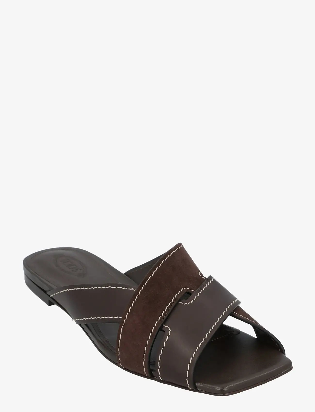 Tod's - Flat Leather Sandals With Crossed Straps - flade sandaler - brown - 0