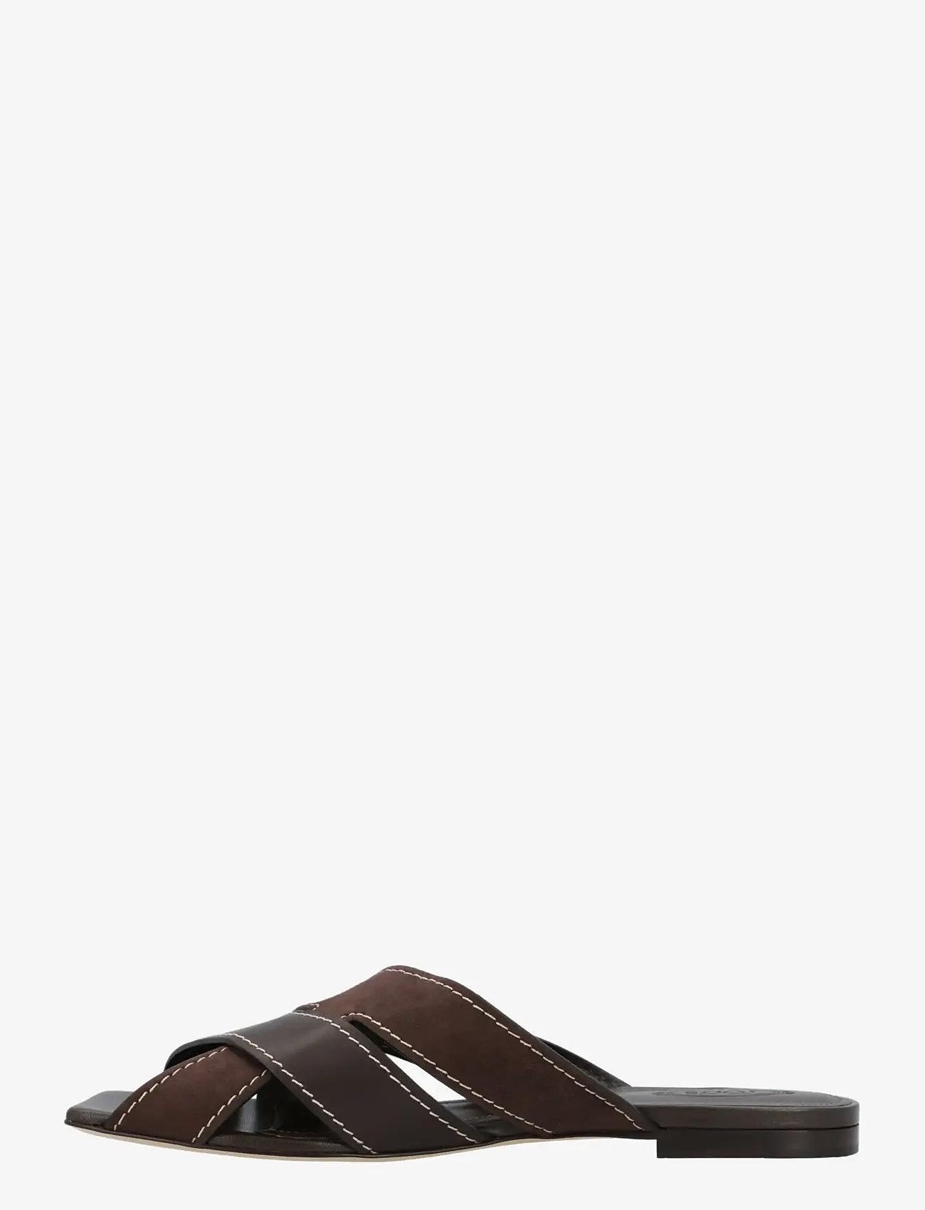 Tod's - Flat Leather Sandals With Crossed Straps - flade sandaler - brown - 1