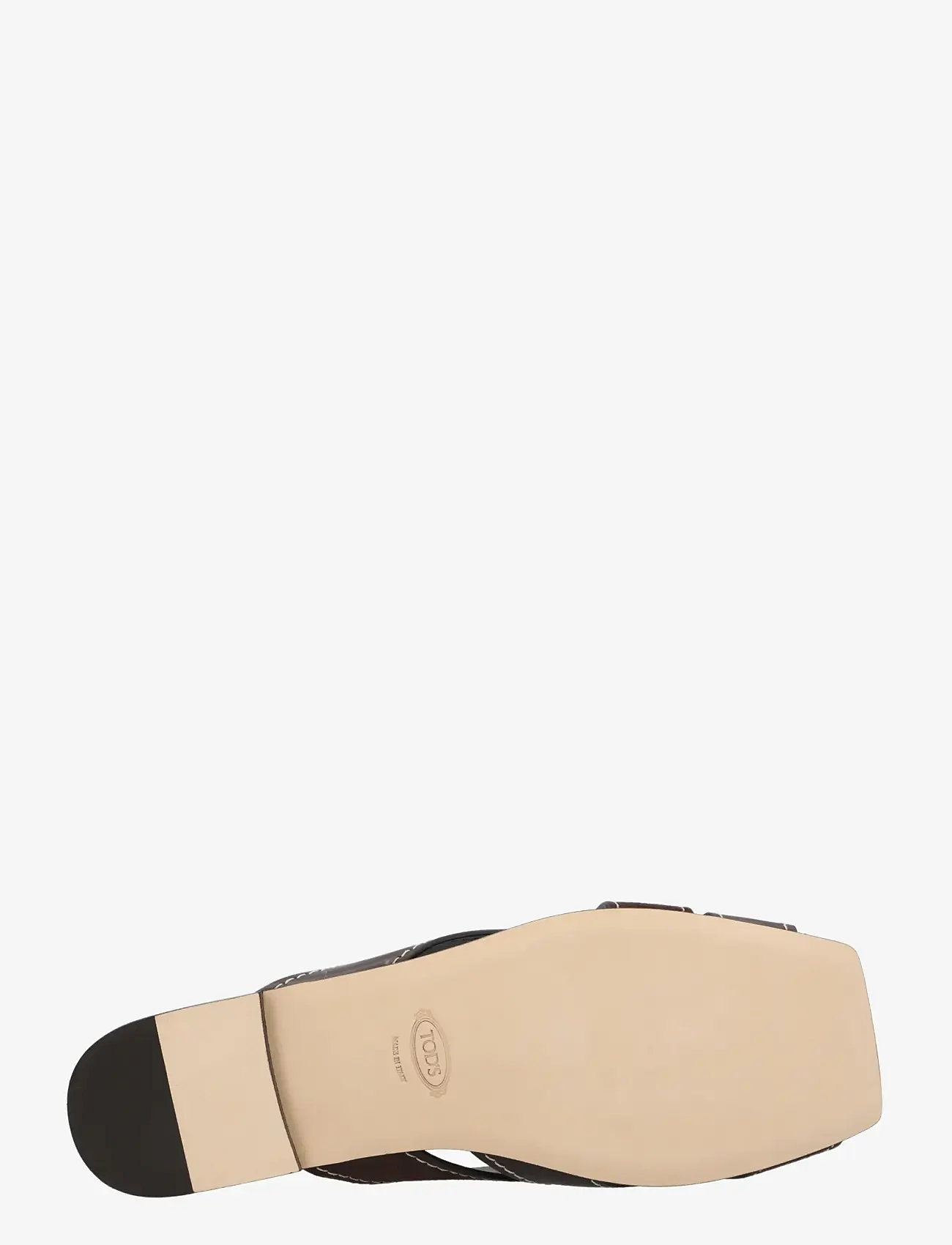 Tod's - Flat Leather Sandals With Crossed Straps - flade sandaler - brown - 2