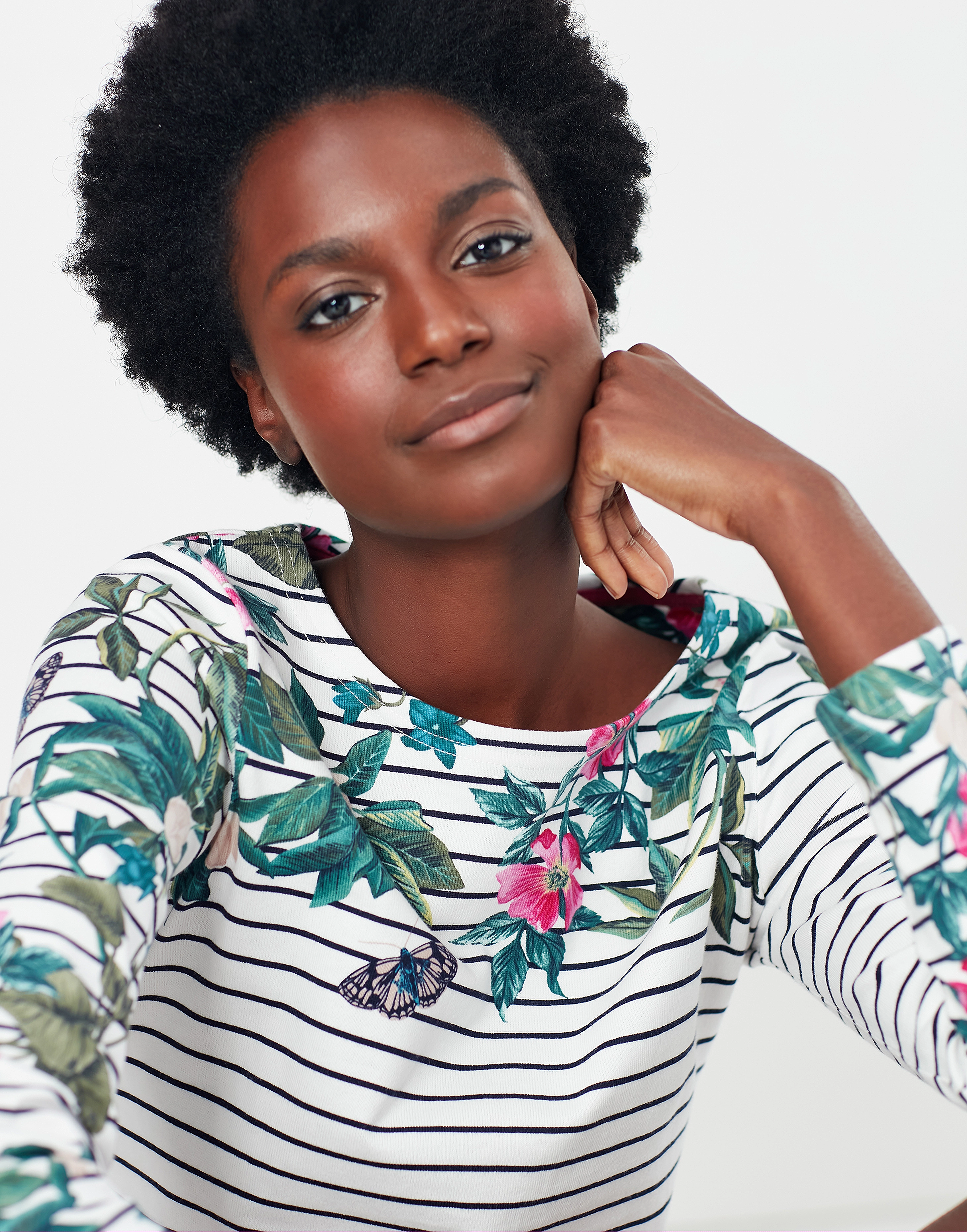 Joules - Harbour Print - cream navy floral stripe - 2