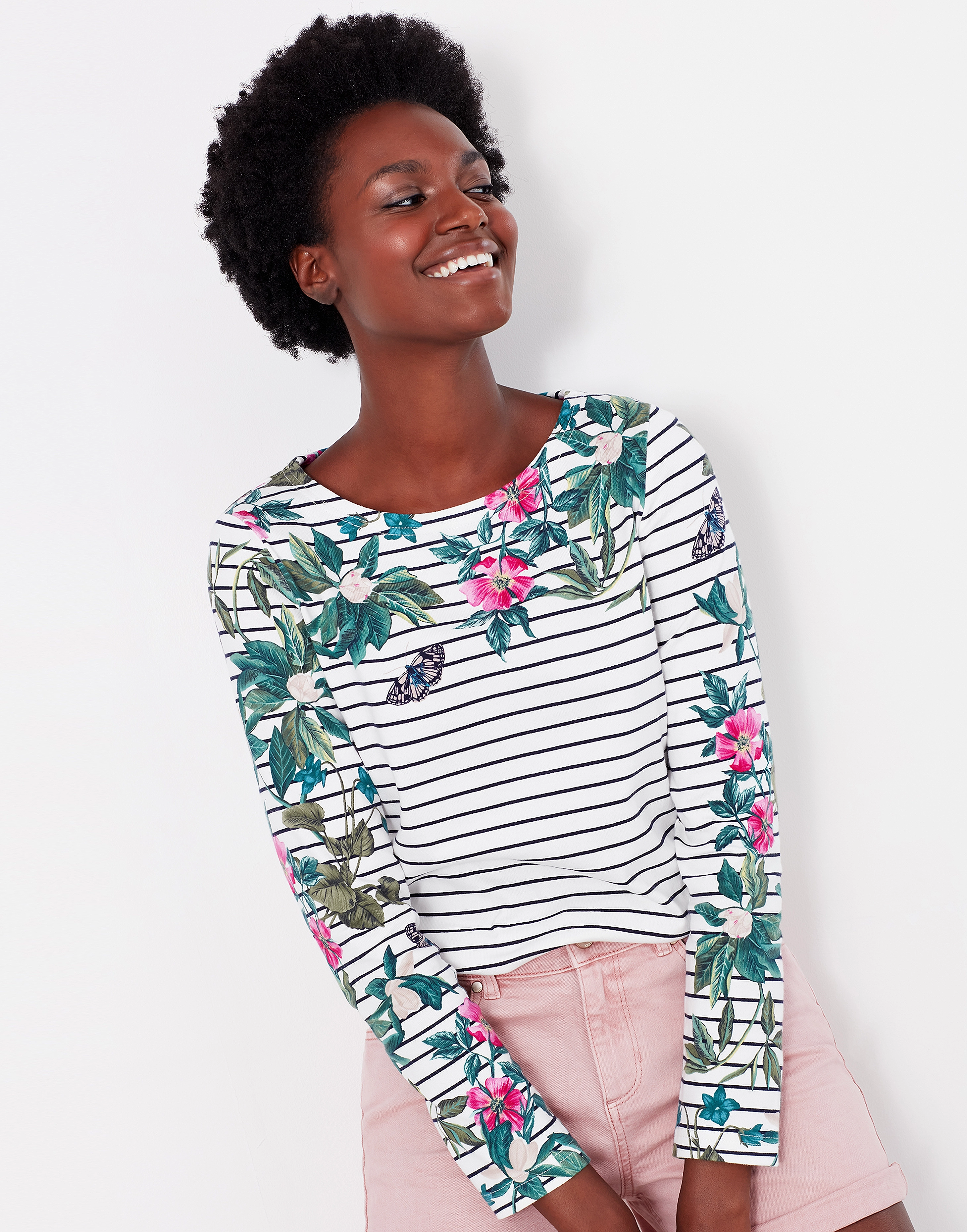 Joules - Harbour Print - cream navy floral stripe - 3