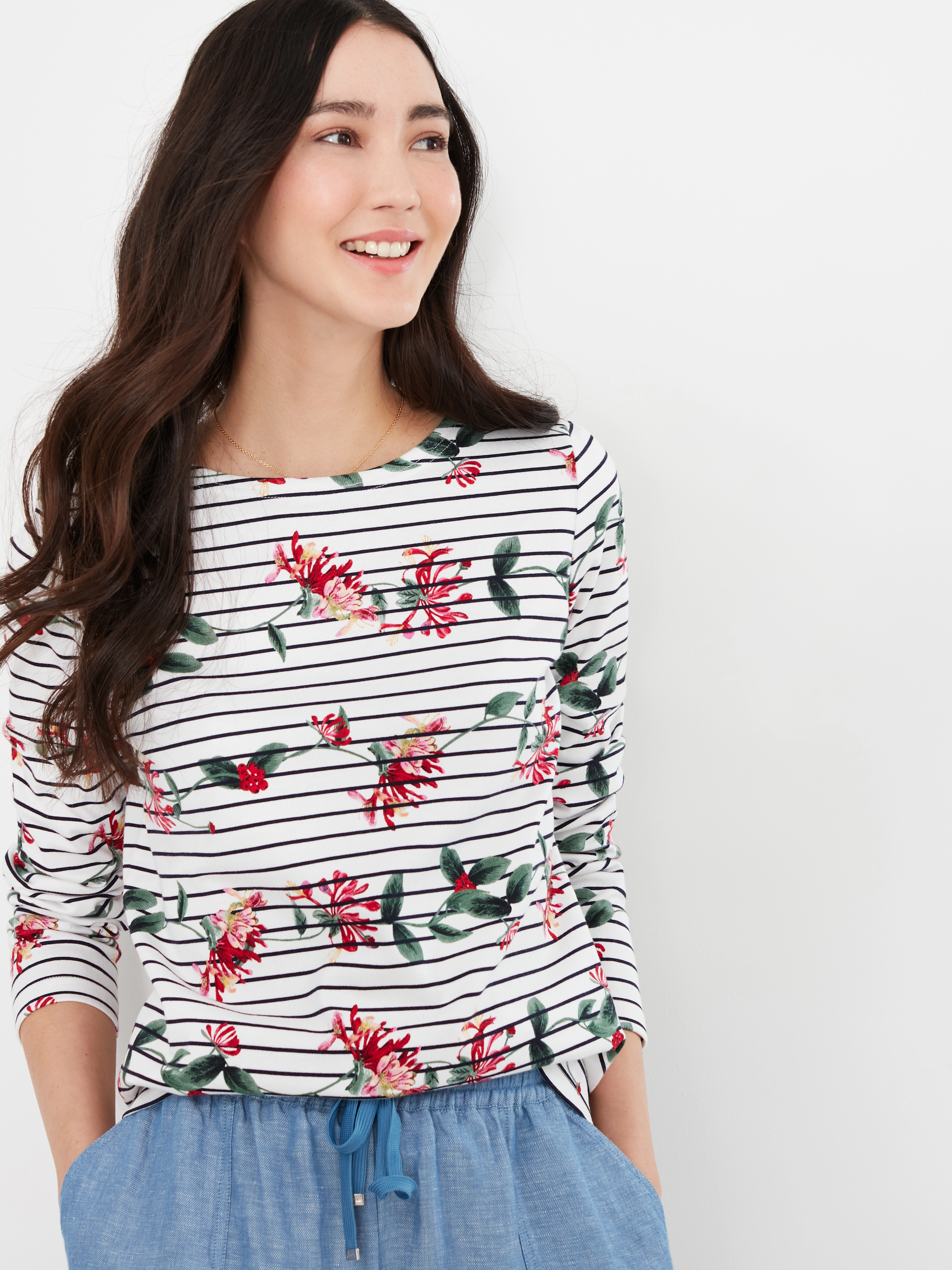 Joules - Harbour Print - floral cream stripe - 2