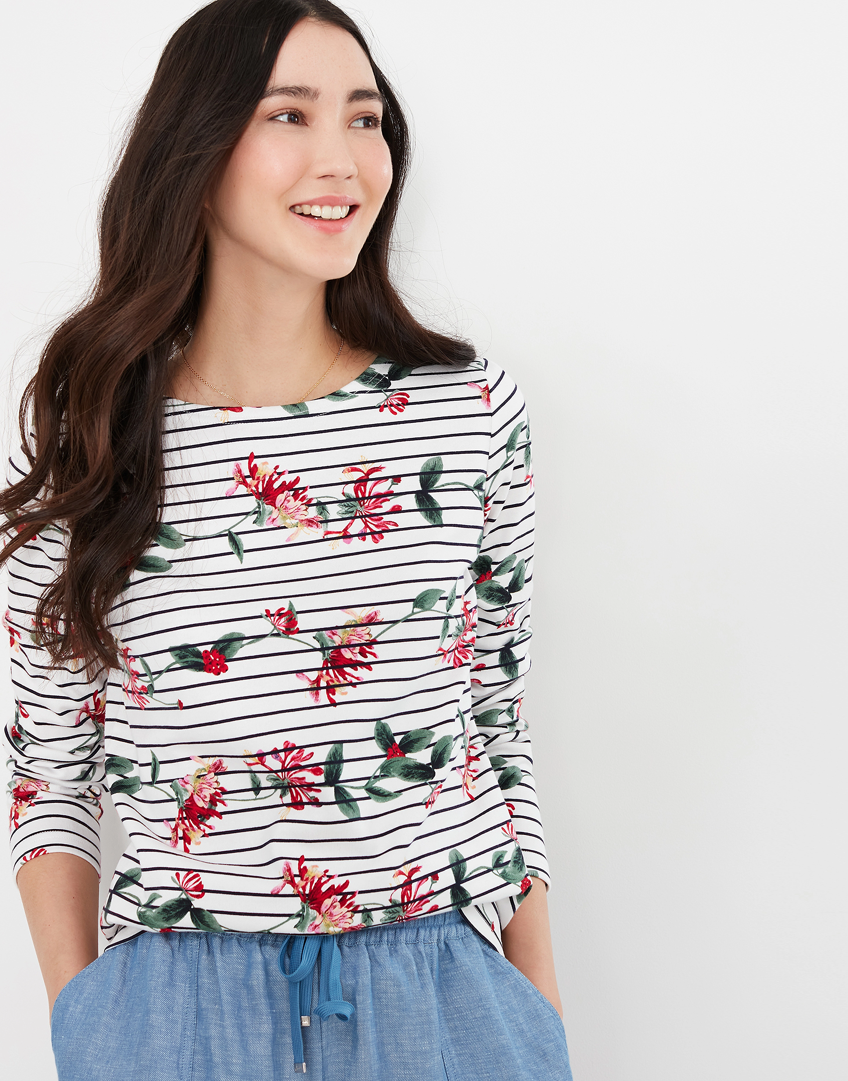 Joules - Harbour Print - floral cream stripe - 3