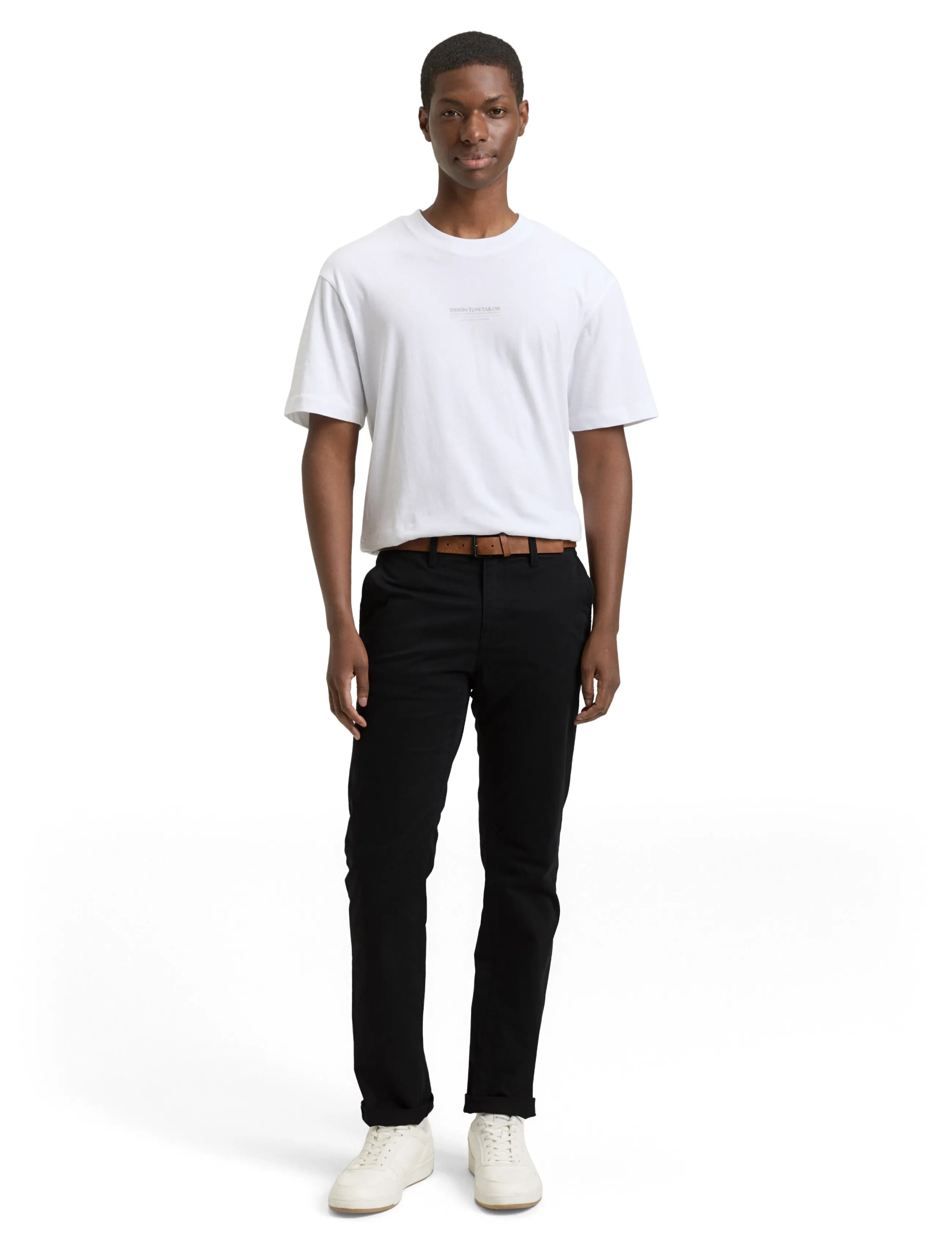 Tom Tailor Slim Chino With Belt, 32 x 32, Trousers, Schwarz - Chinos, Männerswear