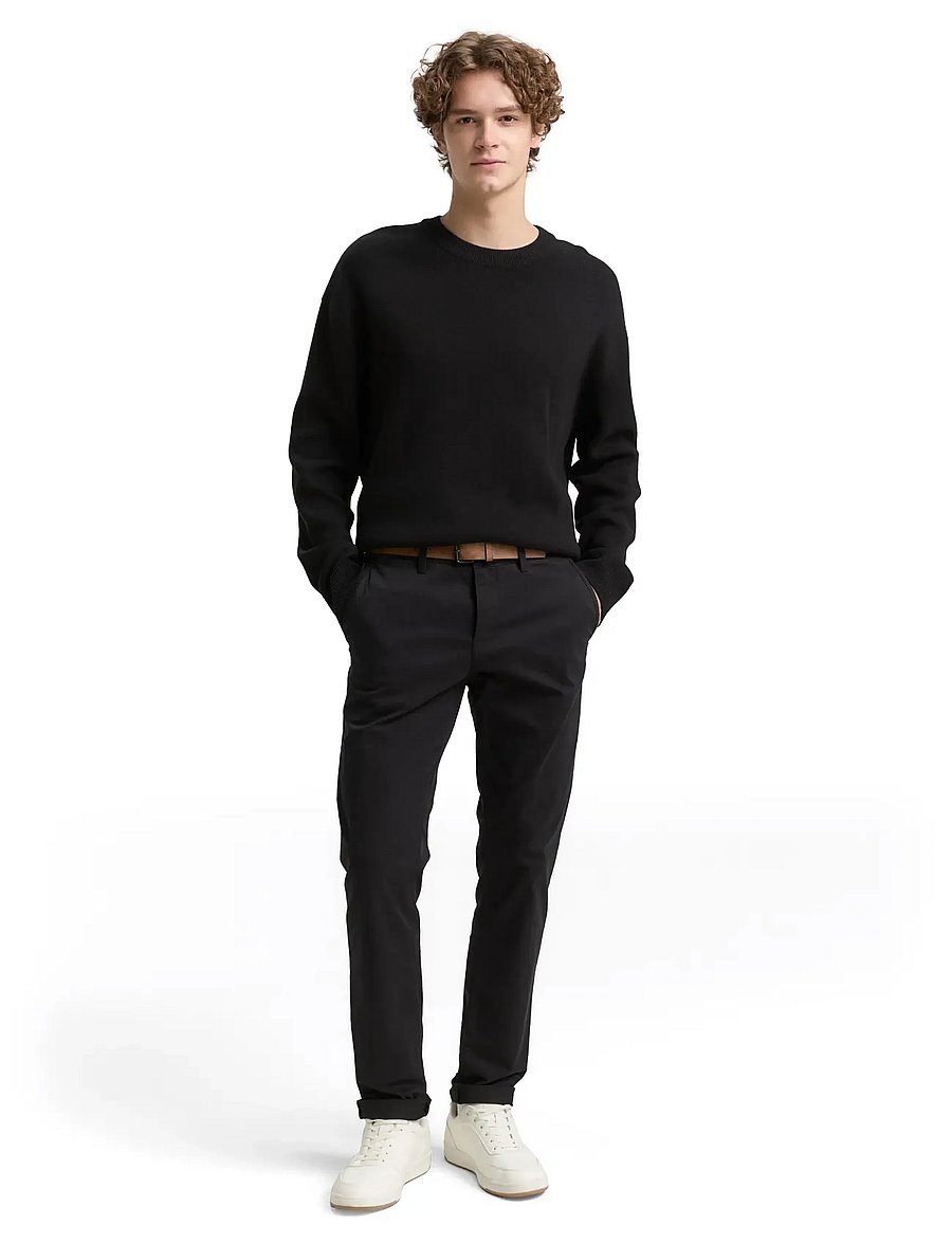 Tom Tailor - Slim Chino with belt - chinos - black - 0