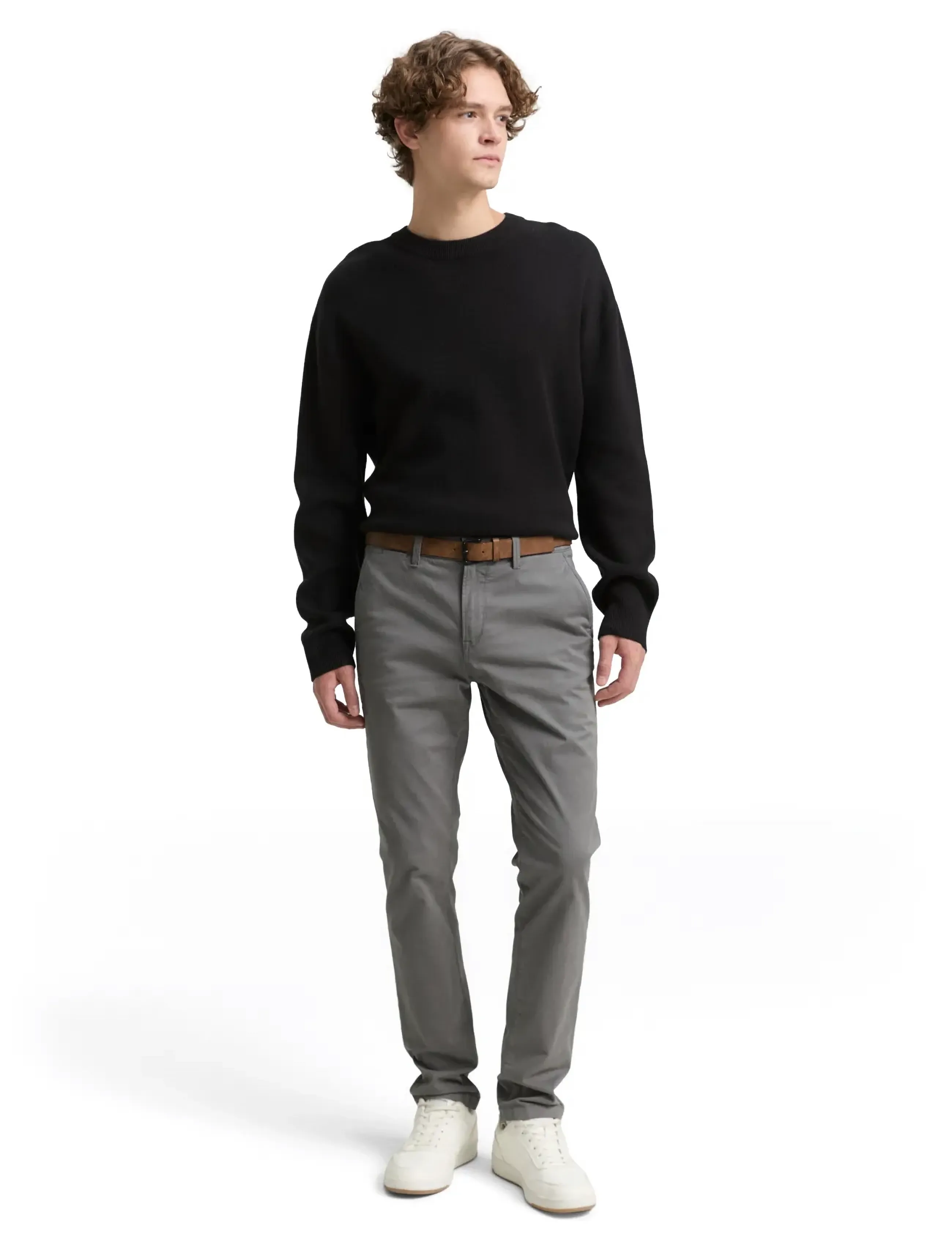 Tom Tailor Slim Chino with belt - Chinos - CASTLEROCK GREY / grey