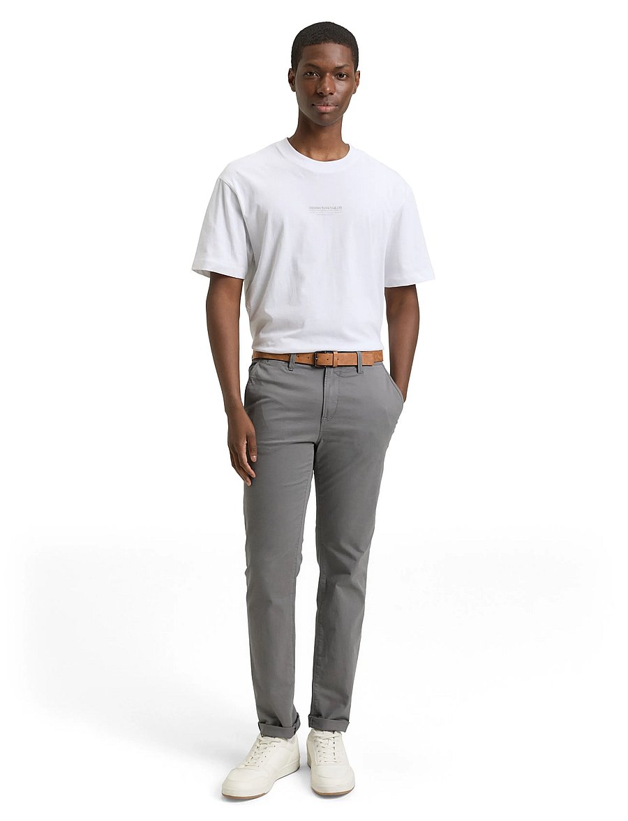 Tom Tailor - Slim Chino with belt - chinos - castlerock grey - 0