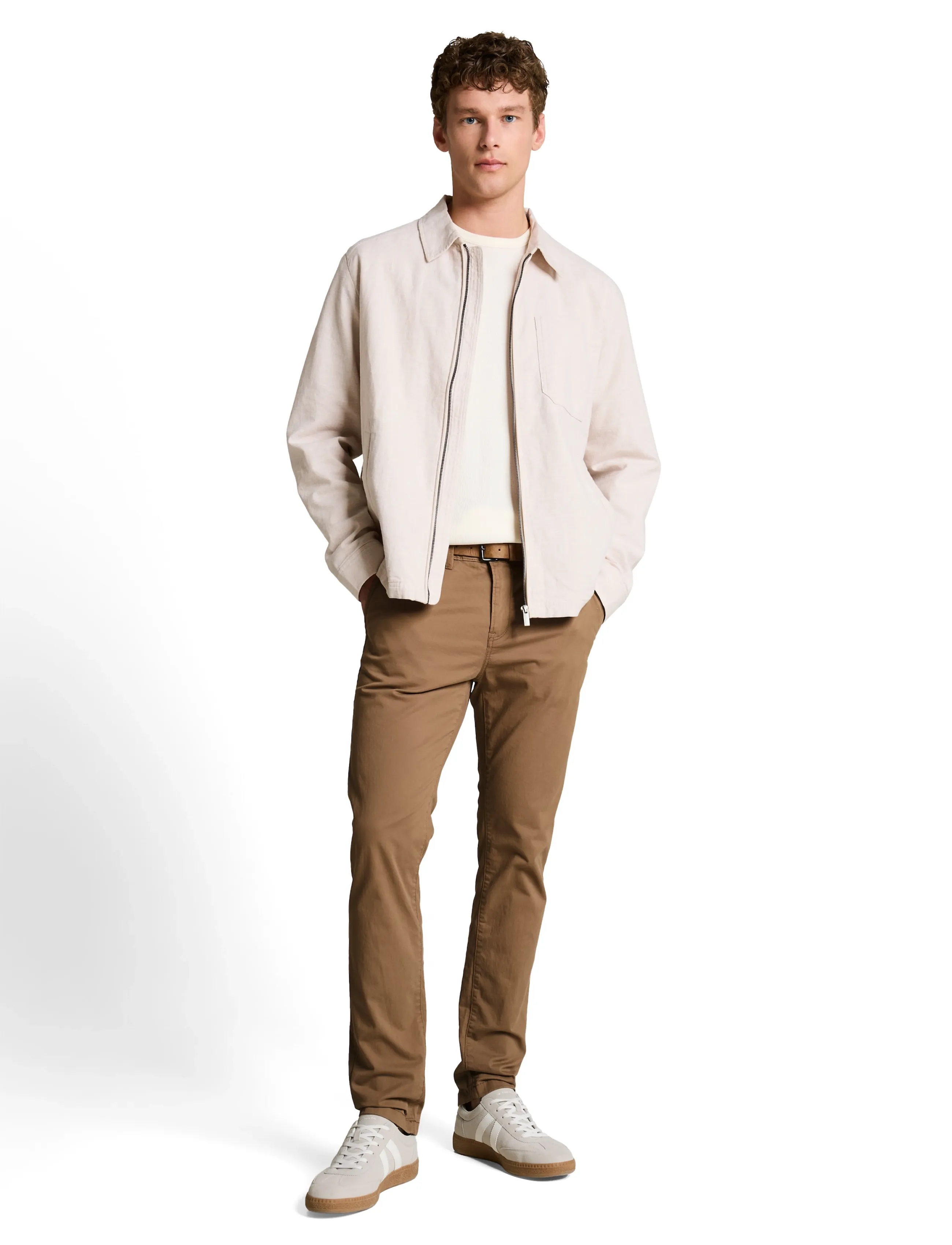 Tom Tailor Slim Chino With Belt, 32 x 32, Trousers, Braun - Chinos, Männerswear