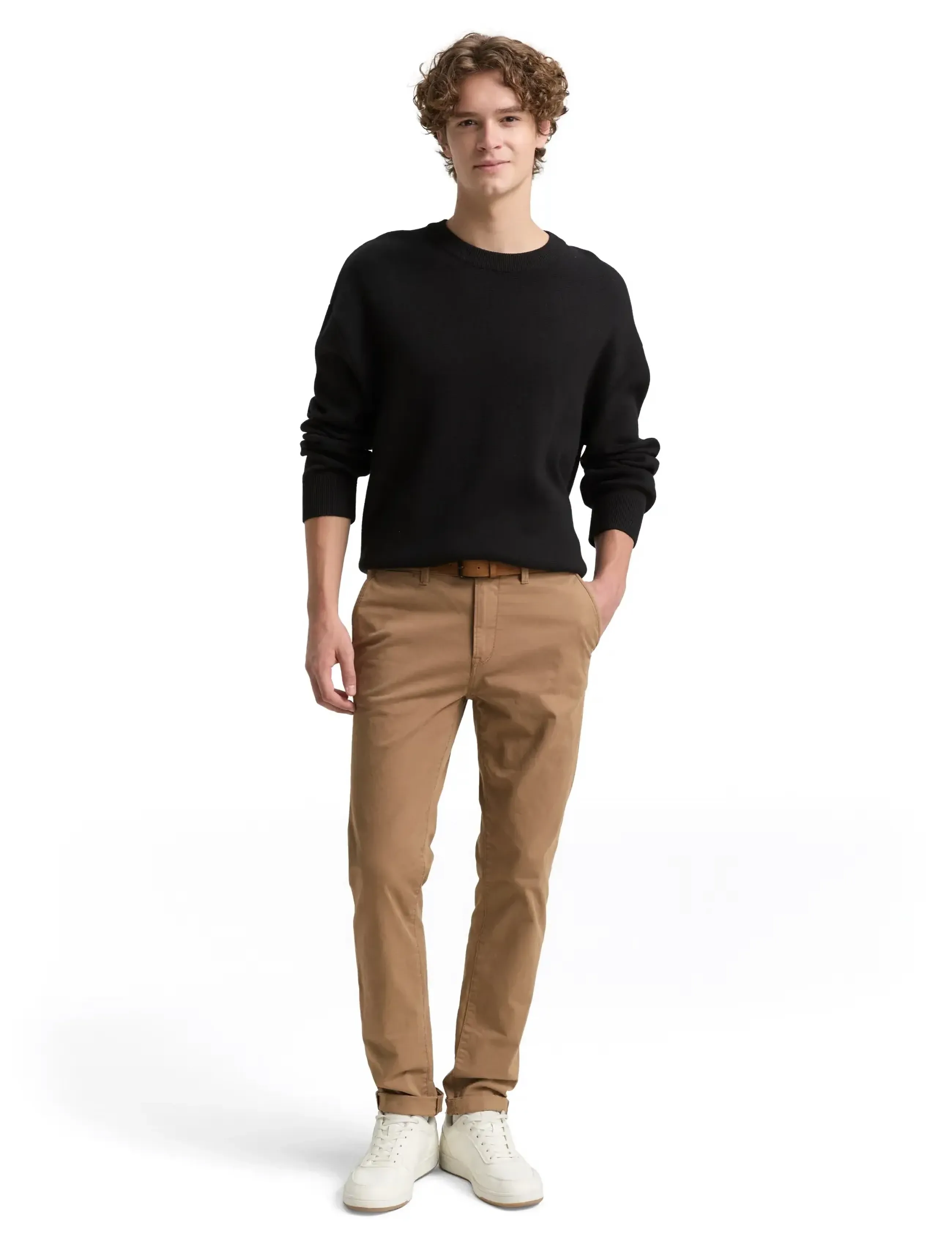 Tom Tailor Slim Chino with belt - Chinos - HONEY CAMEL BEIGE / brown