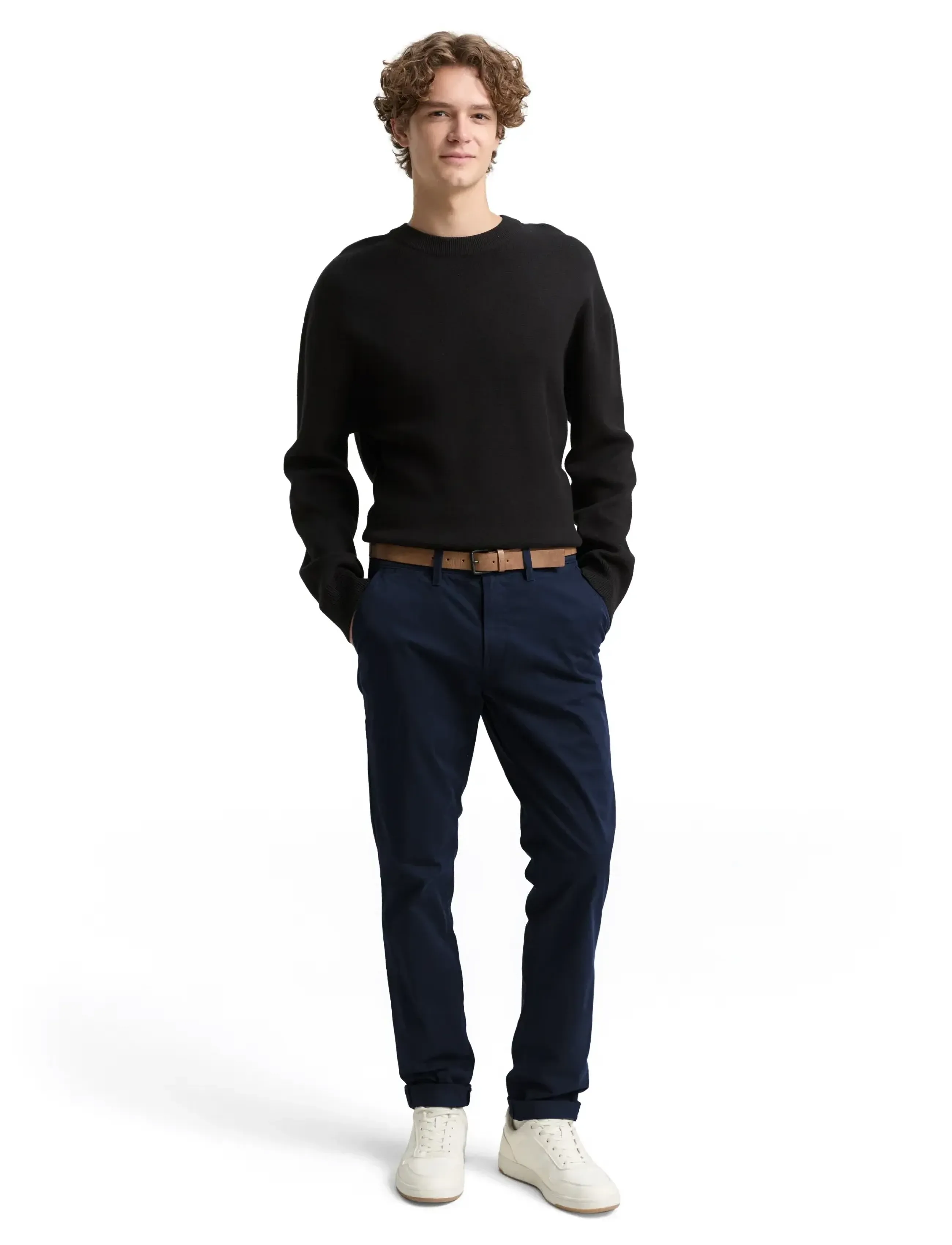 Tom Tailor Slim Chino With Belt, 32 x 32, Trousers, Marineblau - Chinos, Männerswear