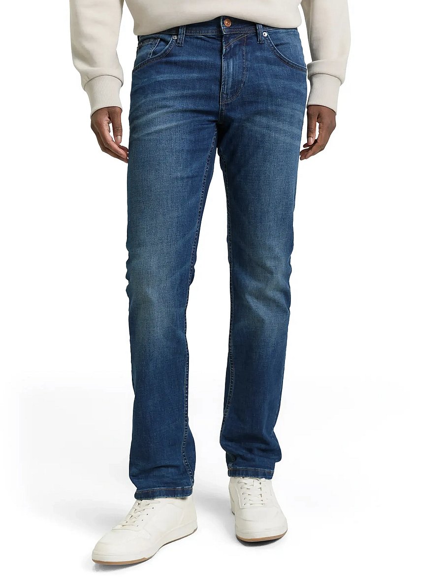 Tom Tailor - straight AEDAN blue denim - normale jeans - mid stone wash denim - 0