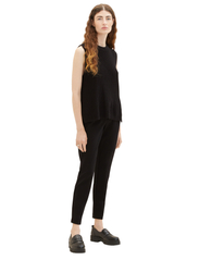 Tom Tailor - jersey loose fit pants ankle - straight leg trousers - deep black - 2